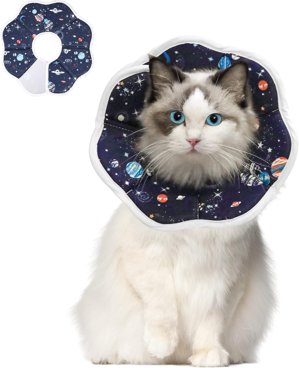 Product image of ComSaf Soft Cat Recovery Collar, Protective Adjustable Pet Cone Collar for After Surgery, Comfortable Lightweight Elizabethan Collar for Cat Kitten Prevent from Licking Wounds, Not Block Vision
