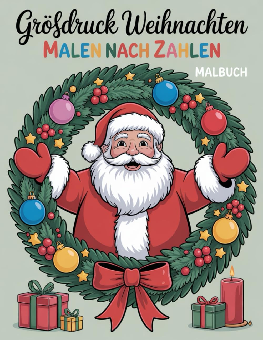 Großdruck Weihnachten Malen nach Zahlen Malbuch: Entspannendes Weihnachts-Malbuch | Große Drucke und einfache Motive zum Ausmalen für Erwachsene und Senioren