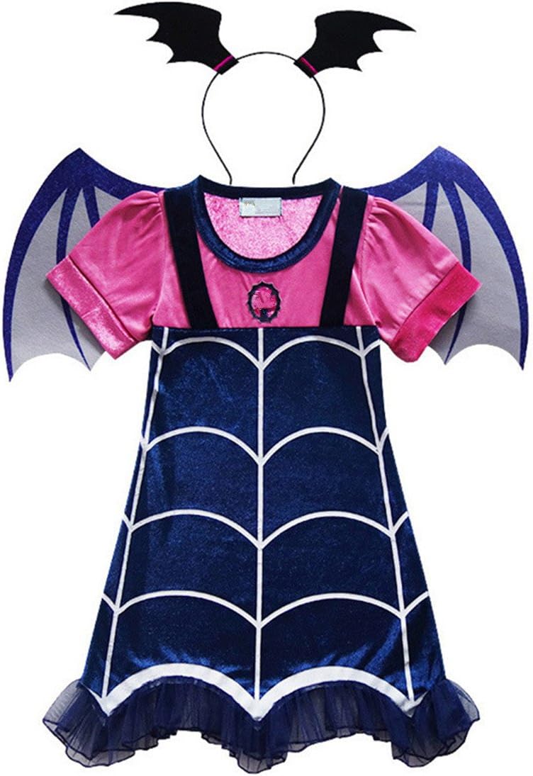 DIDIXIANG Girls Vampire Boo-Tiful Dress Party Skirt Costume Dress up,Cloak, Masks, Wings, Headband