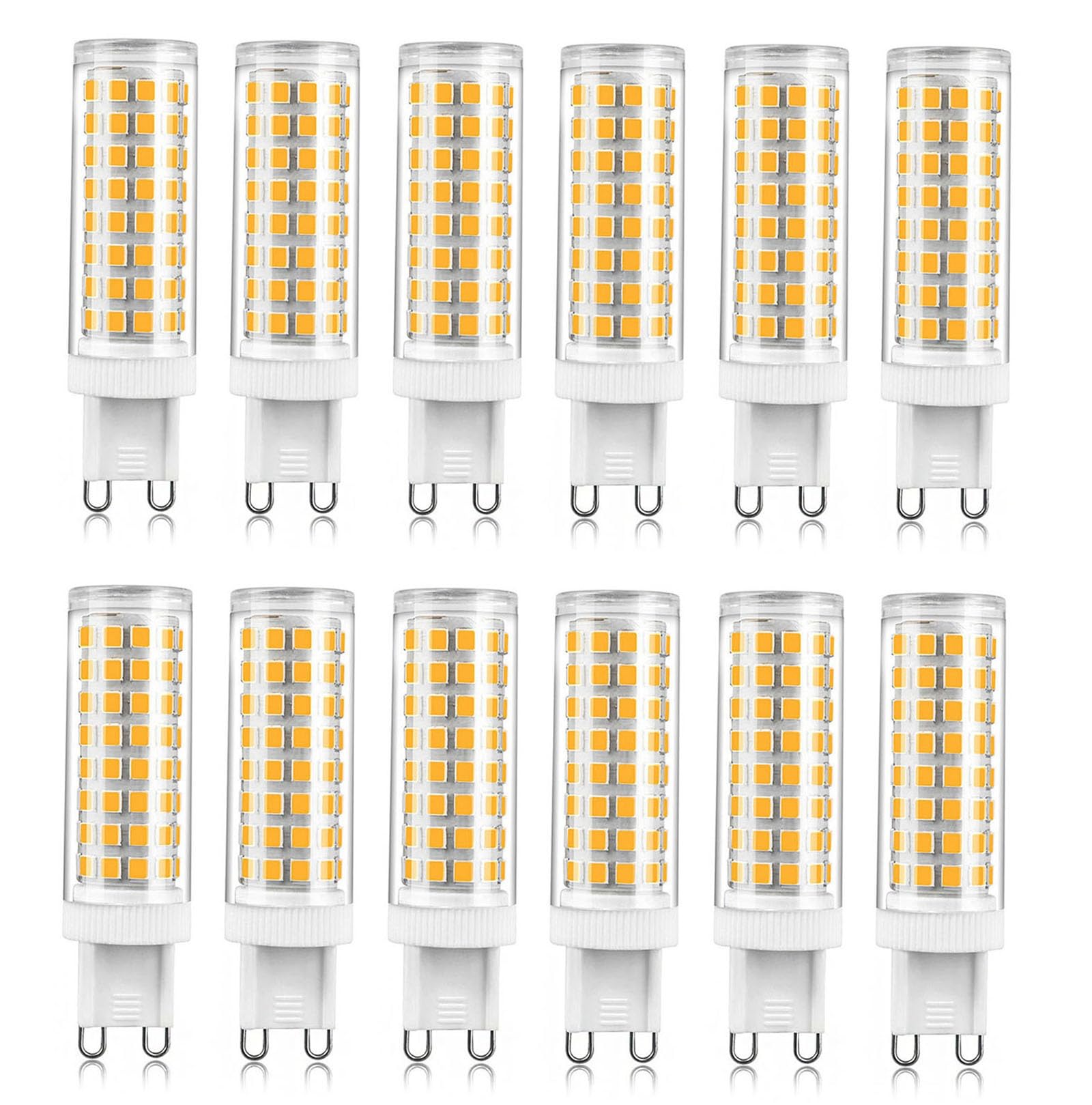 Żarówka LED G9 ściemnialna 9 W, zamiennik 80 W, oszczędność energii, bez migotania, możliwość ściemniania, do oświetlenia domu, żyrandol sufitowy, sypialnia, kuchnia (ciepła biel 2700 K, 12 szt.)