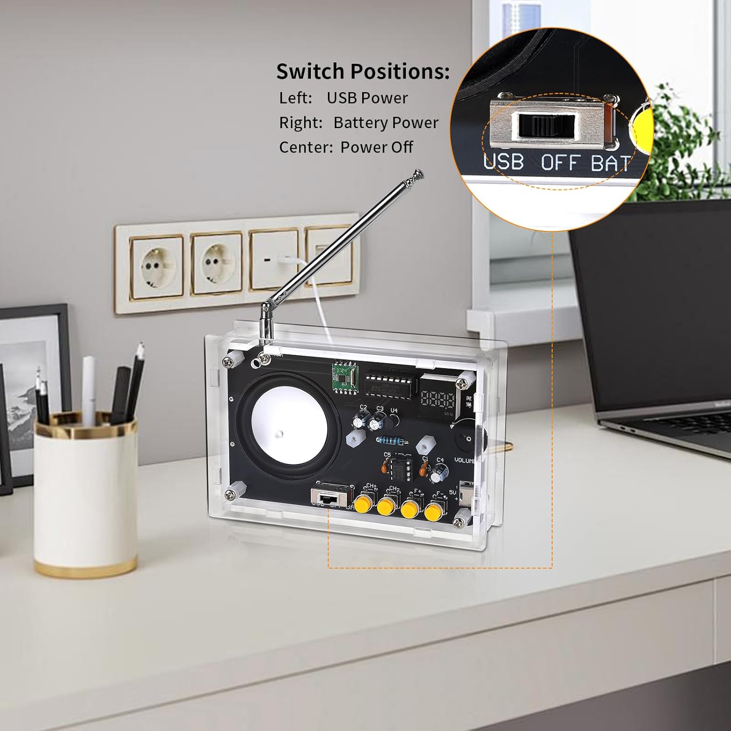 Soldering Practice Kit, DIY Soldering Kit with 2" Speaker, USB/Battery Power, Clear Acrylic Case & Step-by-Step Guide