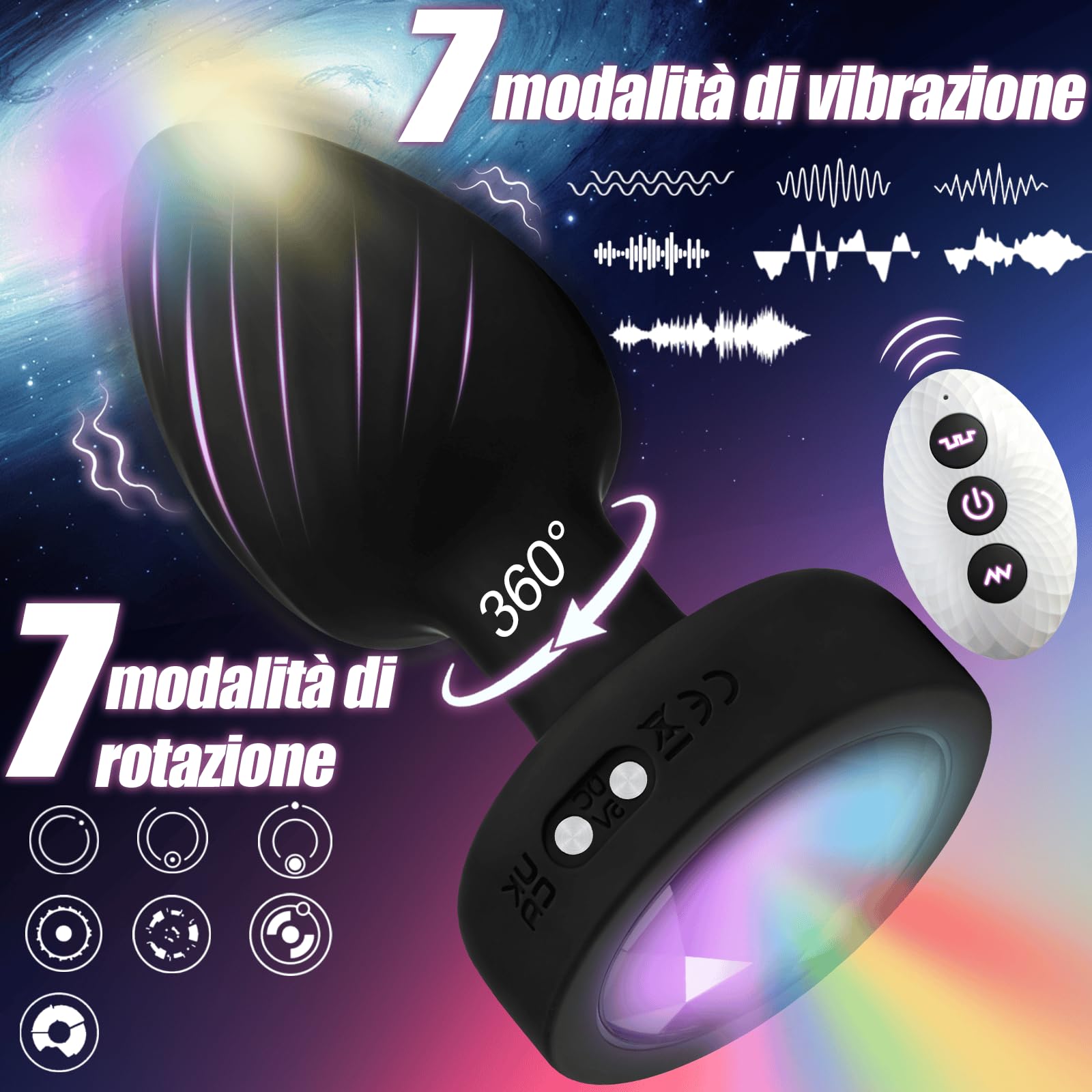 Plug Anale Vibrante, Stimolatore Prostata, Plug Anale Dilatatore Donna con Telecomando, Vibratoreper Uomo Professionale Prostata Vibratore con Modalità 7 Toys Sessuali per Uomini Nero