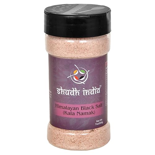 Shudh India Sal negra en polvo (Kala Namak) Especias molidas  Todo natural  Sin sal  Vegano  Sin colores  Apto para gluten  Sin OMG  Origen indio