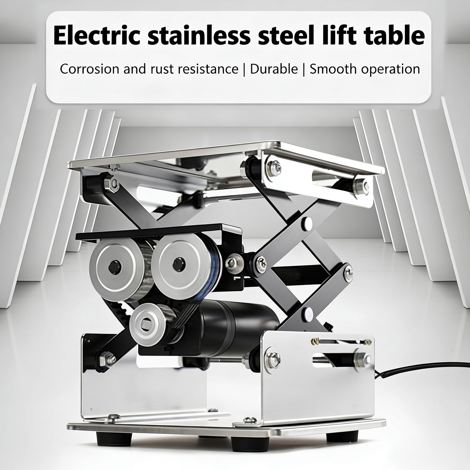 Plateforme Élévatrice De Laboratoire Électrique, Vérin À Ciseaux Inox 10 kg Avec Télécommande, Table Élévatrice Réglable En Hauteur Pour Laboratoire Et Microscope 200x200mm