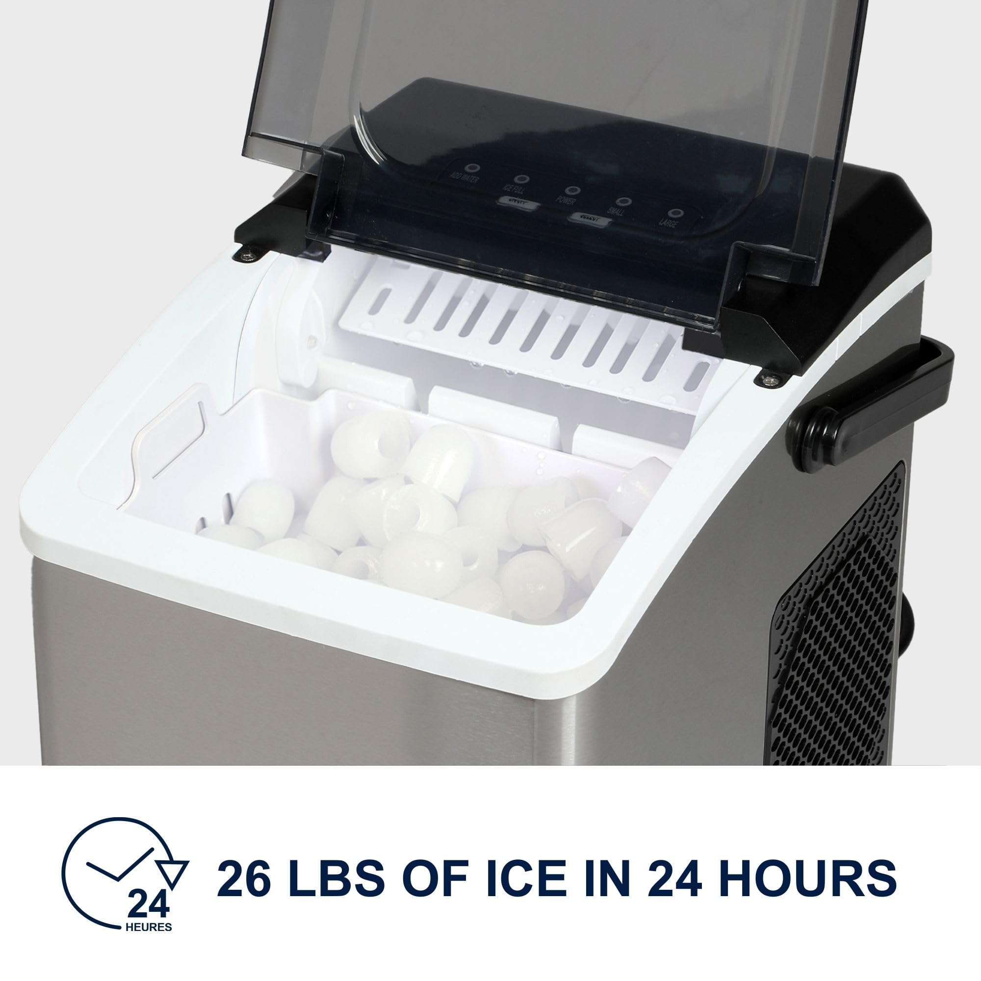 Koolatron Countertop Ice Maker – Maquina Para Hacer Hielo En Casa, Nugget Ice Maker Makes 9 Pebble In 6 Mins, Portable Self‑Cleaning Ice Machine, 26 Lbs/Day, Stainless Steel on Fridge.com - View 5