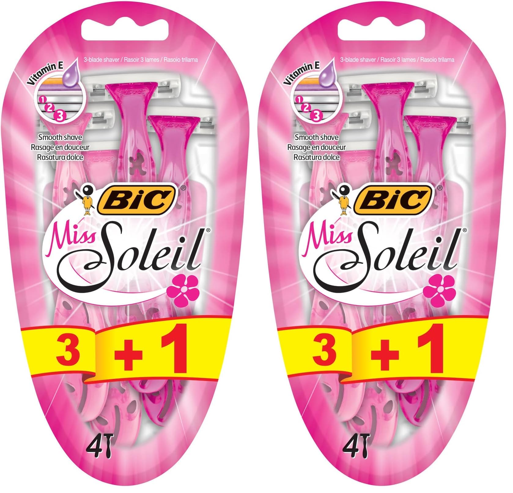 BIC Miss Soleil Kadın Tıraş Bıçağı 4'lü Blister (3 Bıçak), Aloe Vera ile Zenginleştirilmiş Kayganlaştırıcı Jel Şerit (2 paketi)