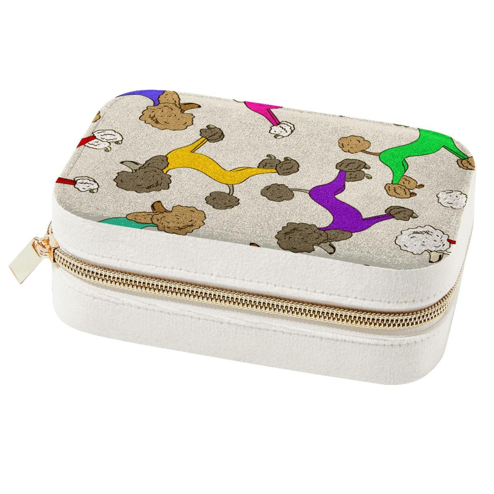 Boîte à bijoux voyage caniche compacte en simili cuir rose pour bagues et colliers