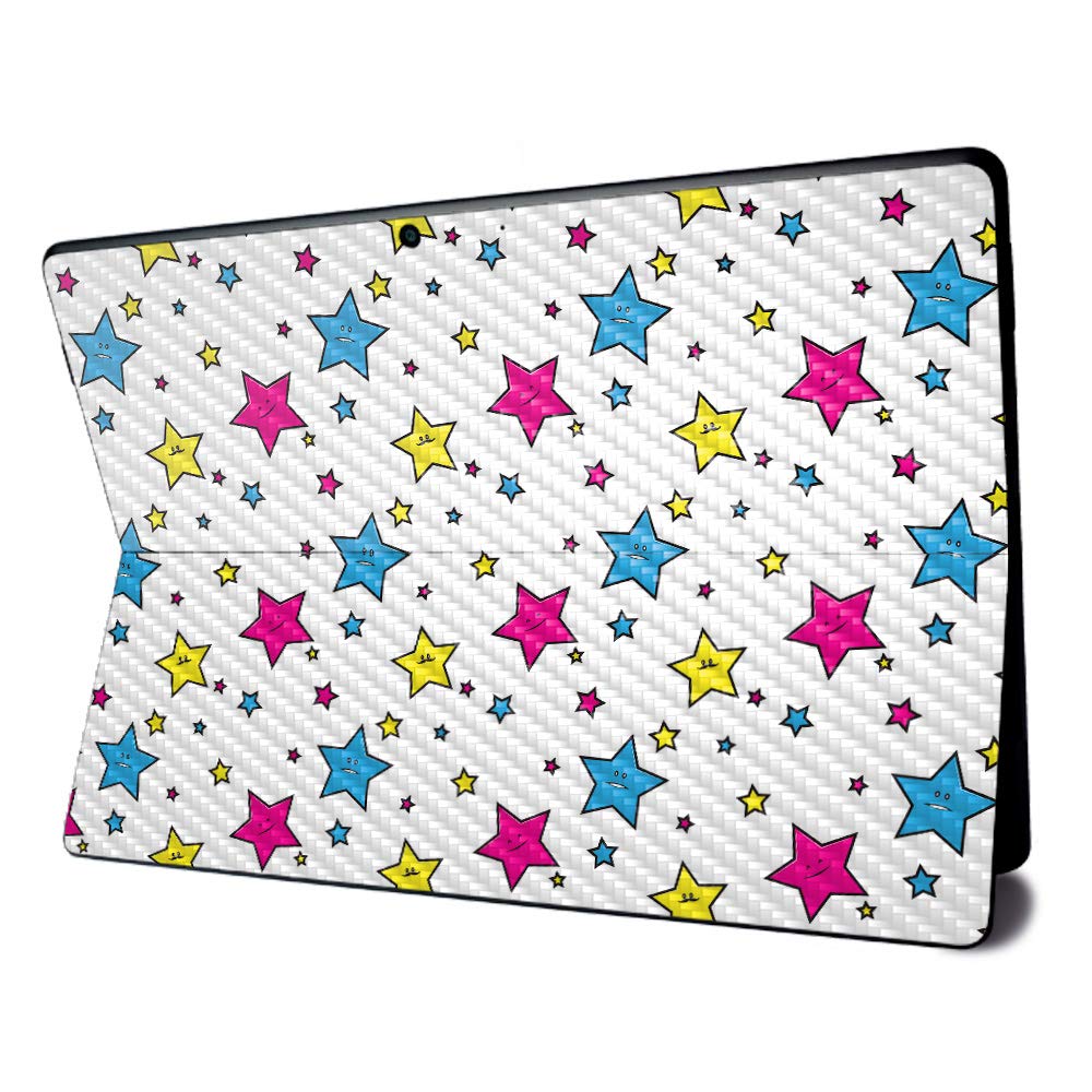 MightySkins Carbon Fiber Skin for Microsoft Surface Pro X - Smiley Stars | Textured Carbon Fiber Finish | Easy to Apply, Remove, and Change Styles | Made in The USA