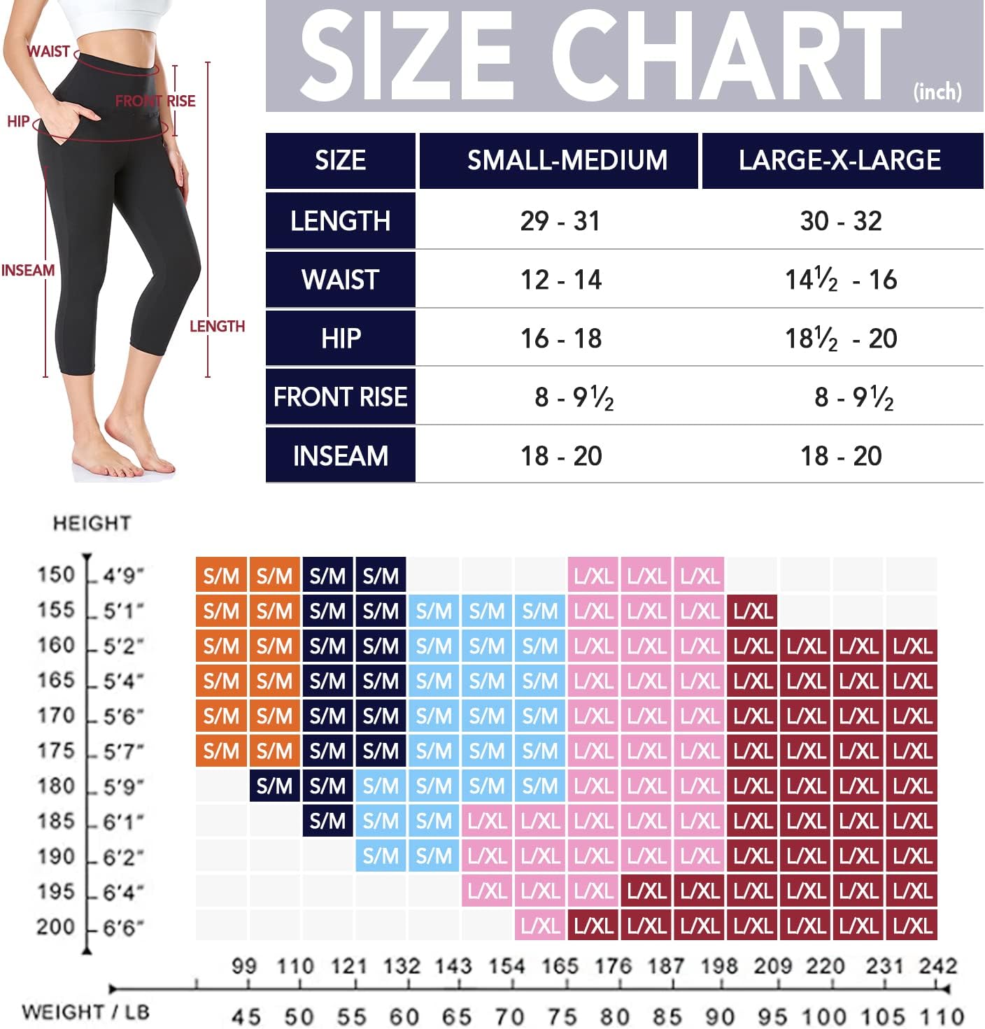 NEW YOUNG 3 Pack Capri Leggings for Women with Pockets-High Waisted Tummy Control Workout Gym Yoga Pants - Image 7