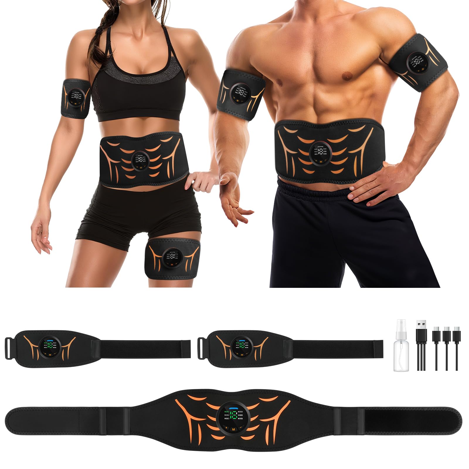 CinturóN Tonificador Muscular - Fuerte Ab Electroestimulador Muscular Con 6 Modos Y 18 Niveles De Intensidad Para Hombres Y Mujeres CinturóN Estimulador Muscular Abdominal Para Casa Oficina Y Gimnasio