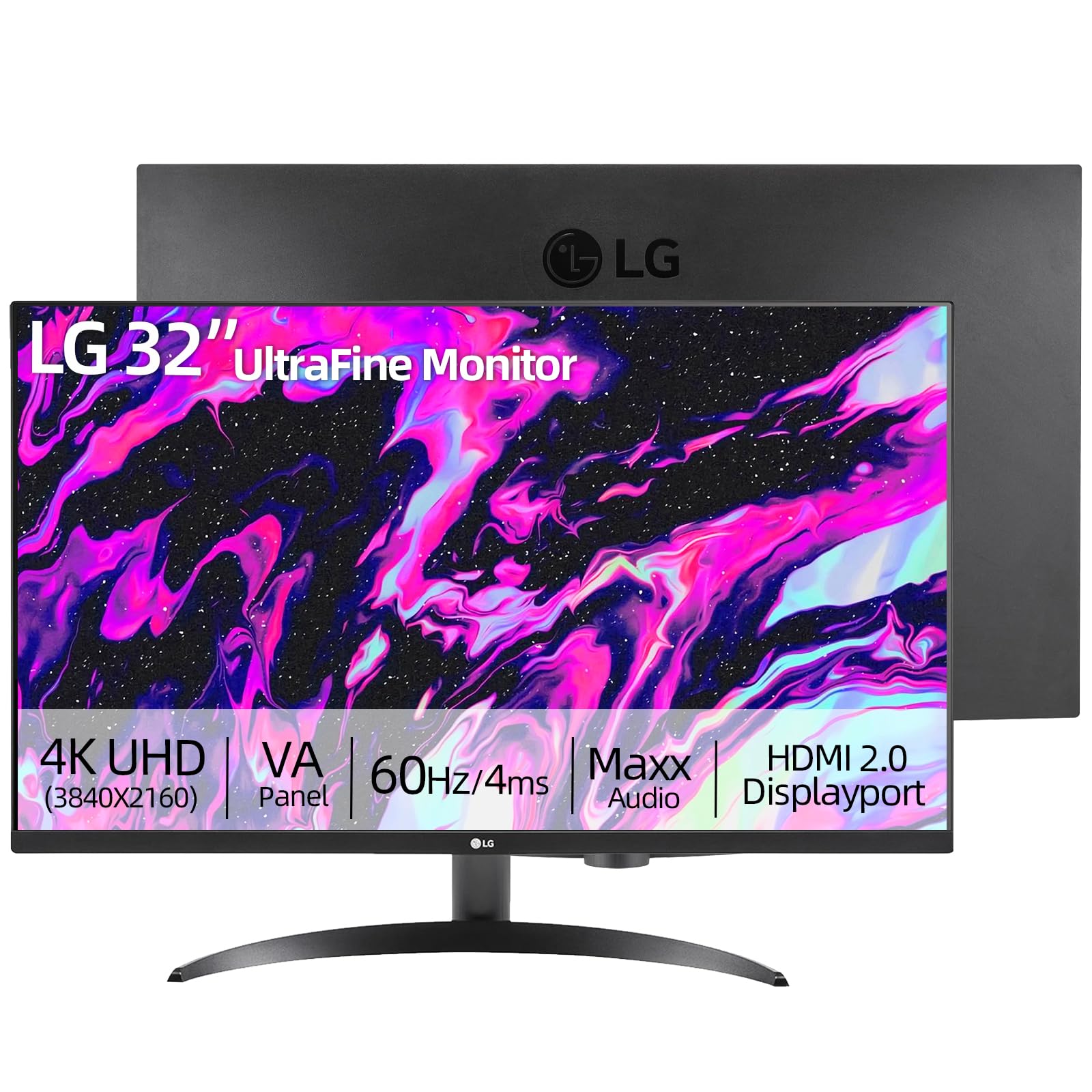LG 32” Ultrafine 4K UHD (3840 x 2160) Computer Monitor, HDR10, 90% DCI-P3, Built-in Speakers, 3-Side Borderless, Dual Controller, OnScreen Control - for Home Office, Gaming and Content Creation