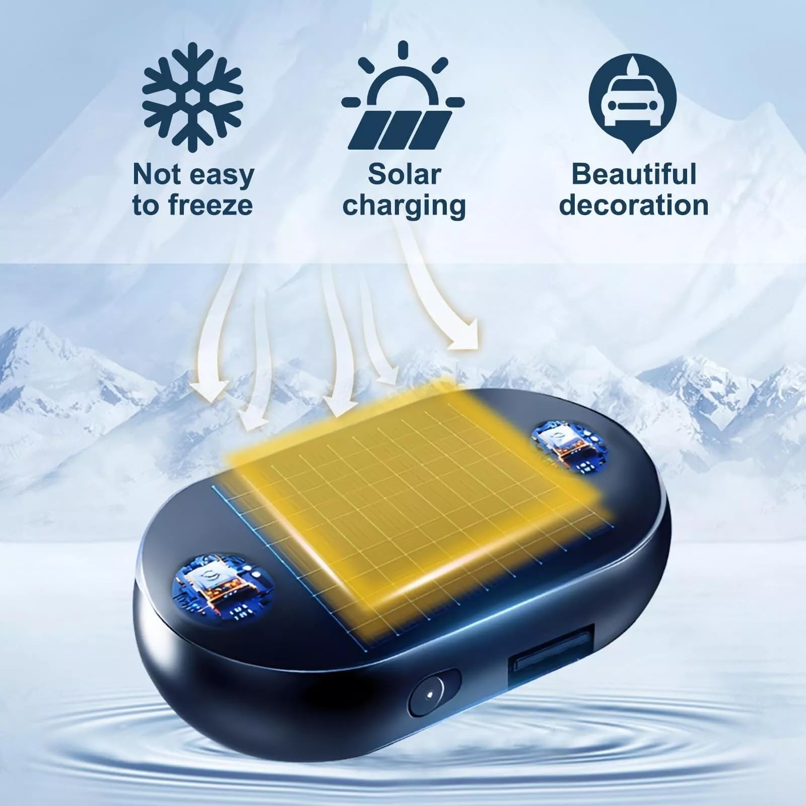 Eliminación de nieve electromagnética: accionamiento solar mejorado, interferencia molecular electromagnética solar, removedor de nieve y nieve, dispositivo anticongelante para coche (2 piezas)