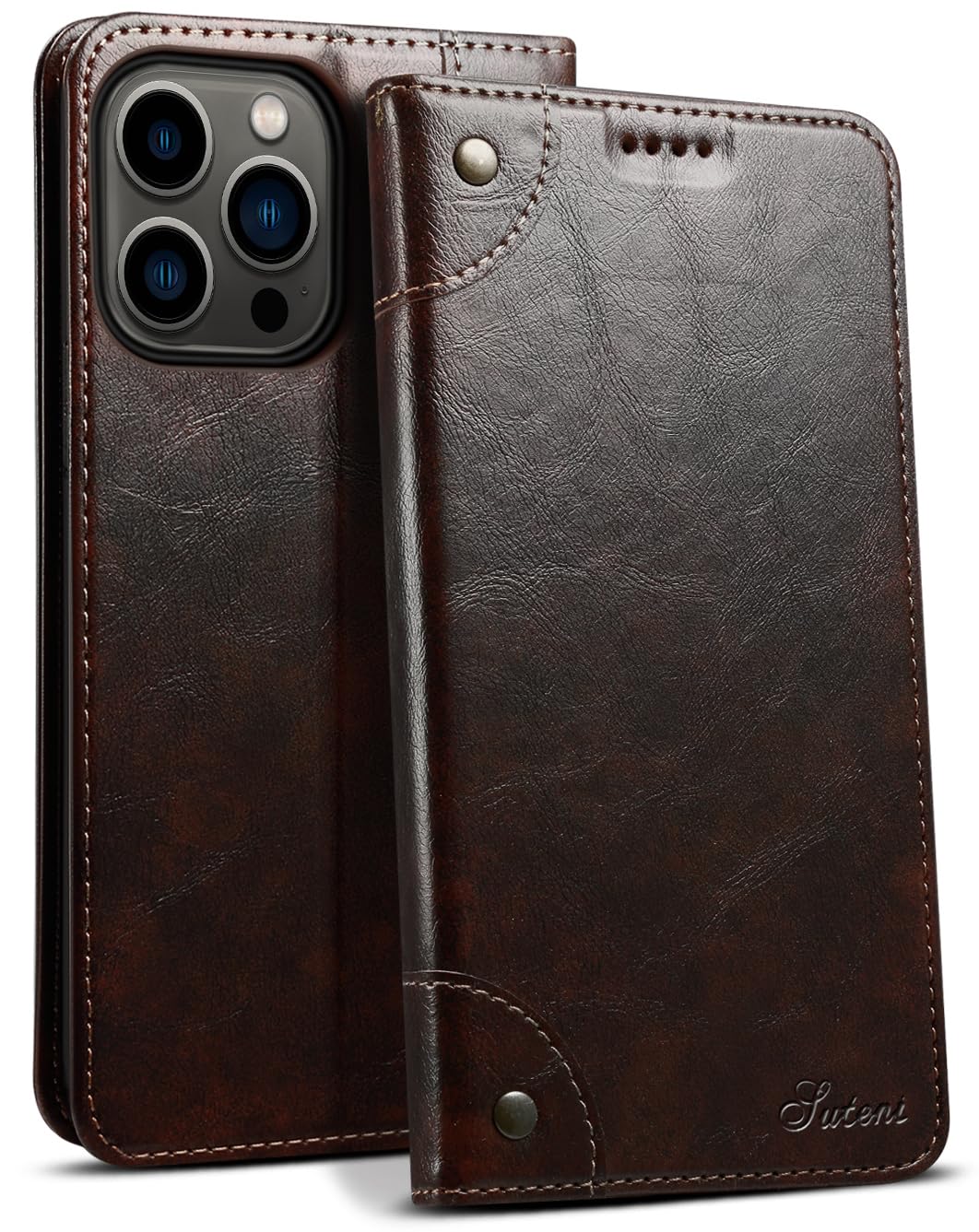 SINIANL Compatible with iPhone 16 Pro Max Wallet Case, for iPhone 16 Pro Max Case Wallet with Magnetic Kickstand Credit Card Holder Leather Folio Case Flip Cover for iPhone 16 Pro Max Brown
