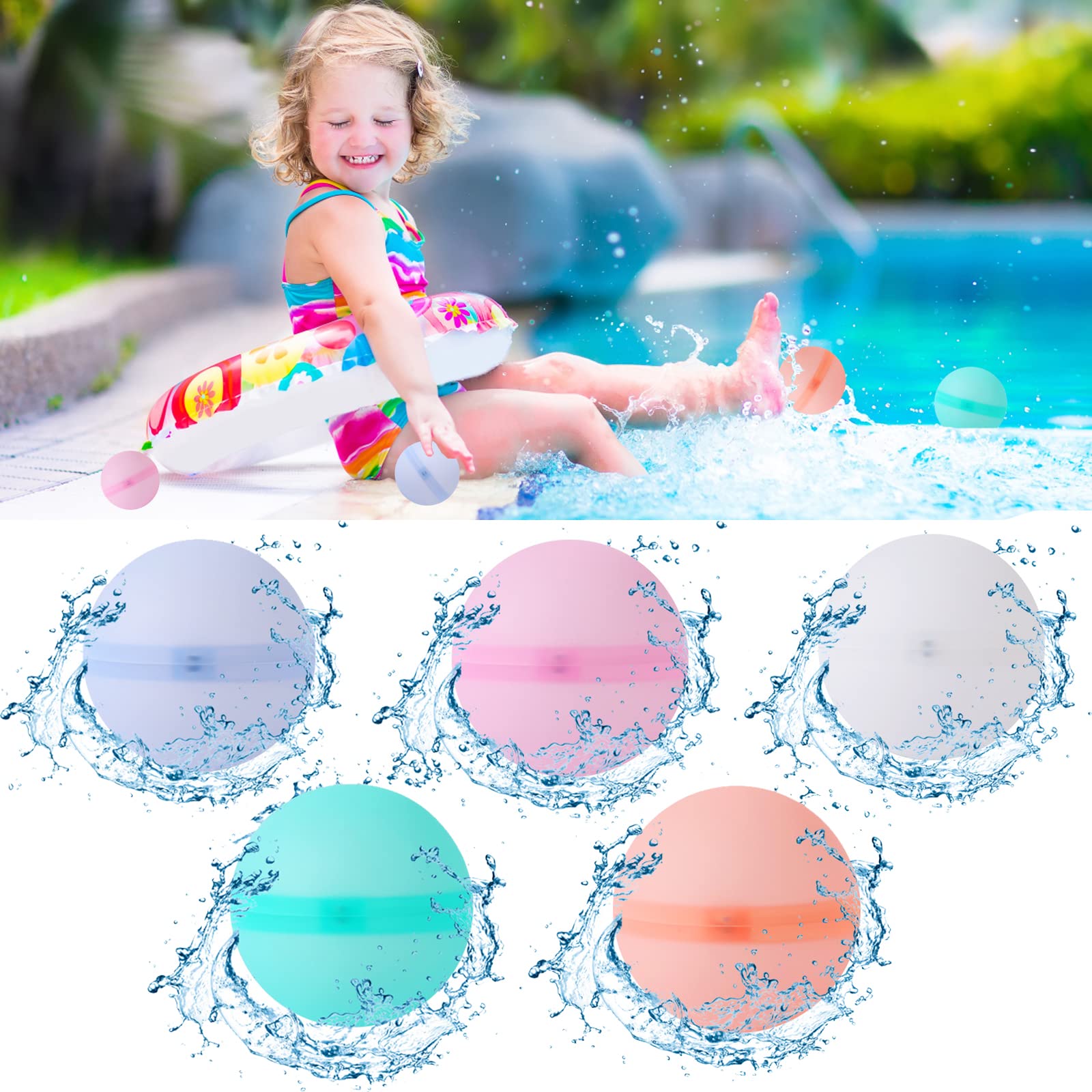 5pcs Water Balloon Water Waterfall Ball Toy Water Bomb Splash Balls Rapid Filling Quick Fill for Water Fight Game Summer Party