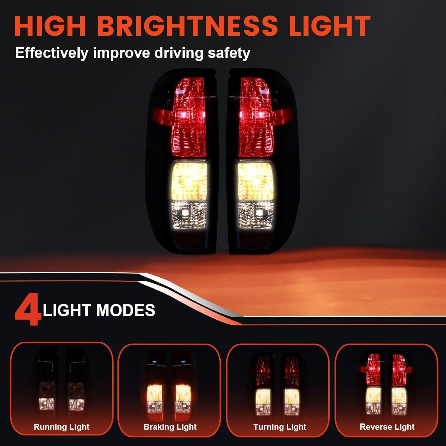 Tail Lights Compatible with 2005-2021 Nissan Frontier 2009-2012 Suzuki Equator Halogen Type Smoked Red Brake Rear Lamp Taillights