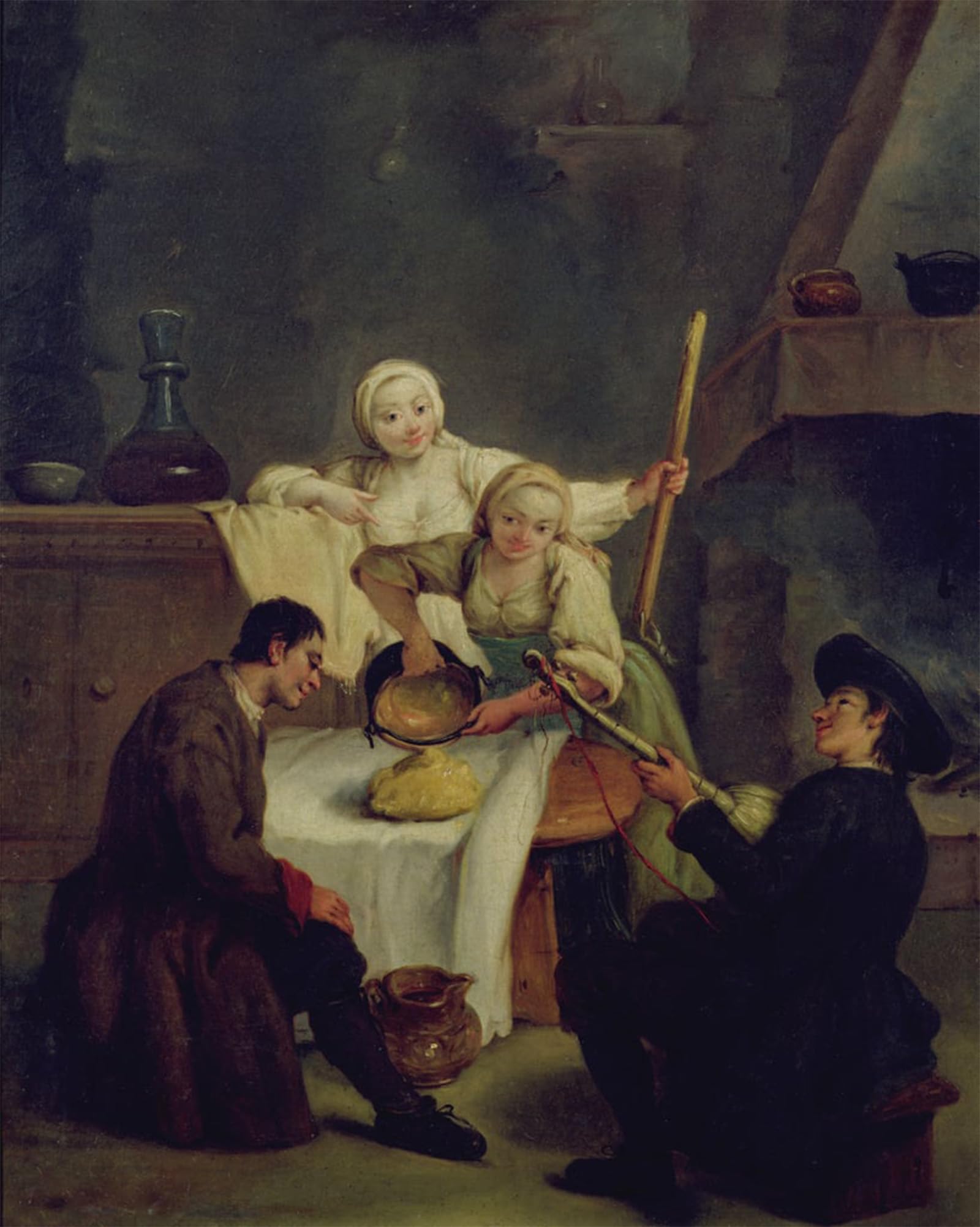 ARTXLXXBN Famous Painting Art Wall Decor Abstract Art Picture Preparing the Polenta by Pietro Longhi Animal Pictures for Home Decor 60x90cm