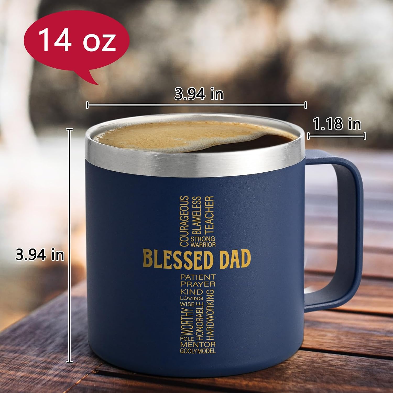 Gtmileo Christian Father Day Gifts, Blessed Dad 14oz Insulated Coffee Mug, Fathers Day, Birthday, Christmas, Christian Gifts for Father Dad