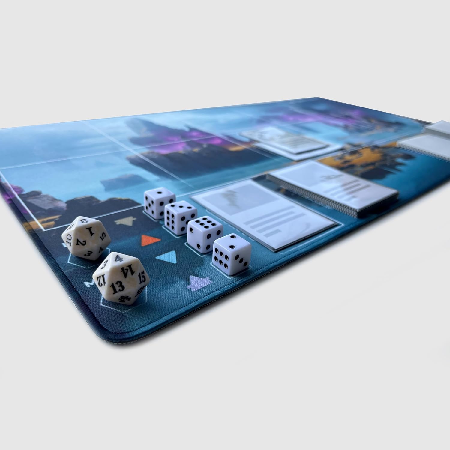 Sorcery Contested Realms Compatible Playmat – 24x14” Tracking, Grid, and Deck Zones Fantasy Art Card Mat (Stitched Edges)