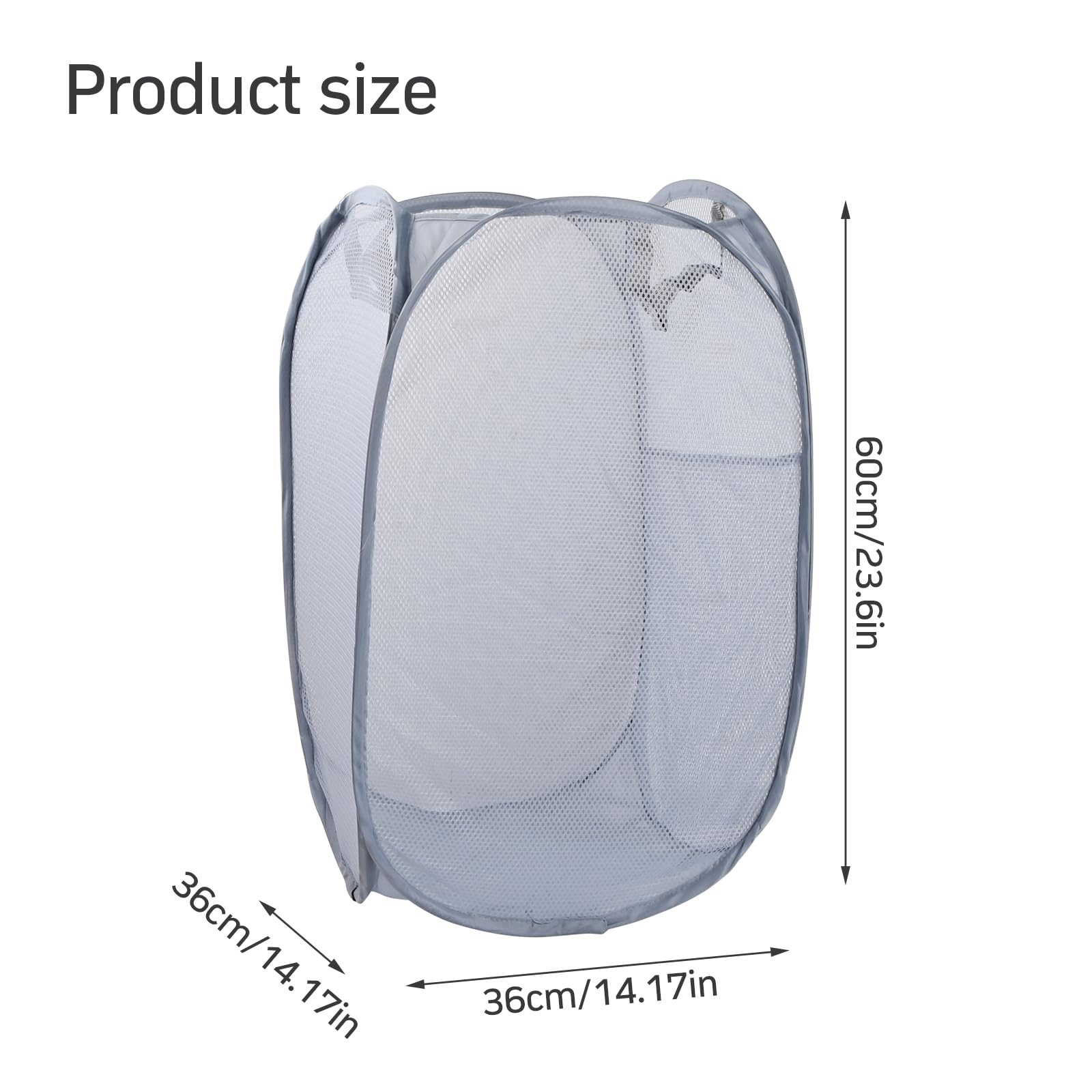Foldable Laundry Basket, Pop Up Mesh Laundry Hamper with Handles, Large Washing Basket Collapsible - Image 2