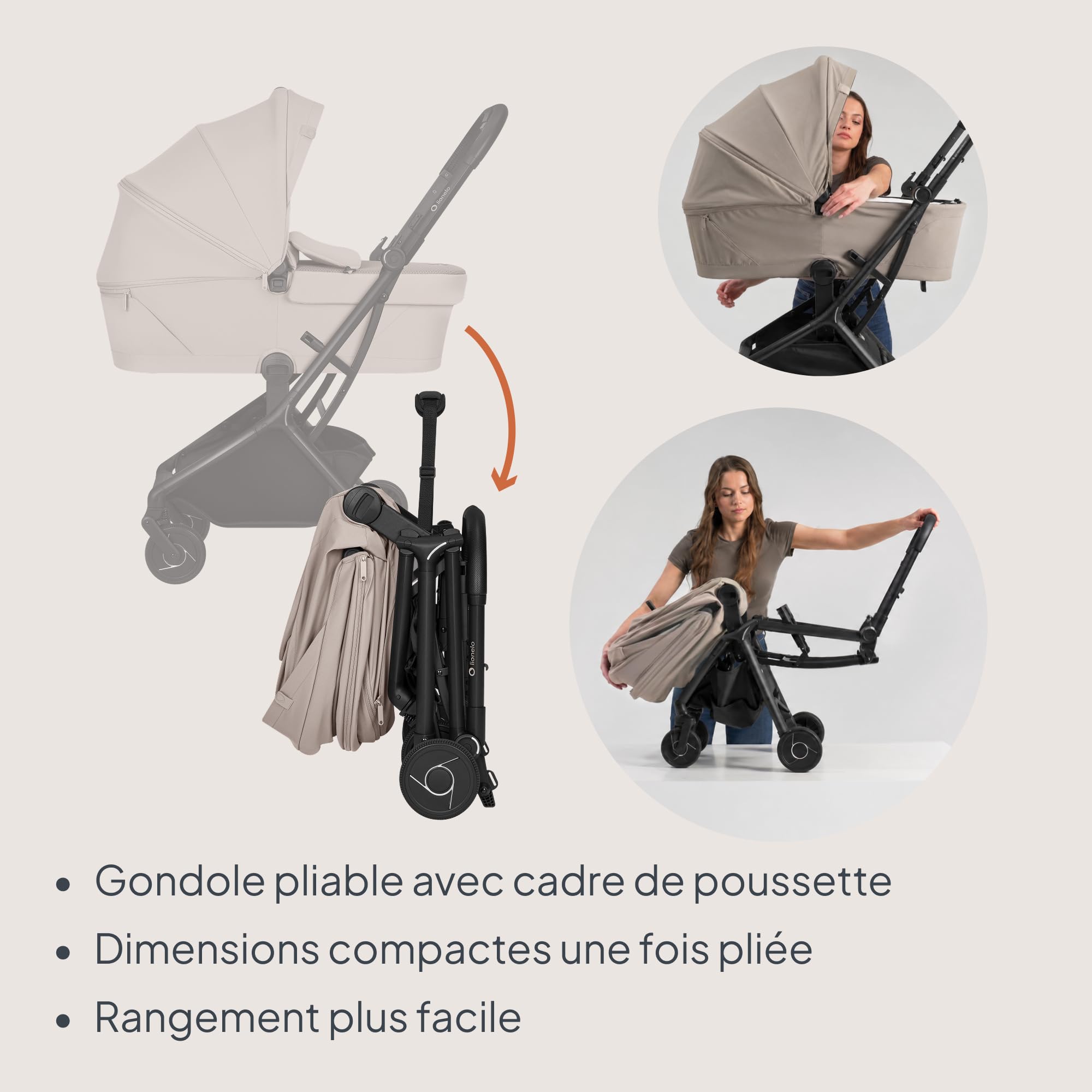 Lionelo Sia Flex Poussette 2 en 1 (0-4 ans, 0-22 kg), nacelle pliable, chaise de promenade, ultra légère, compacte urbaine, pliée à une main, UPF50+, ventilation 3D, boucle magnétique