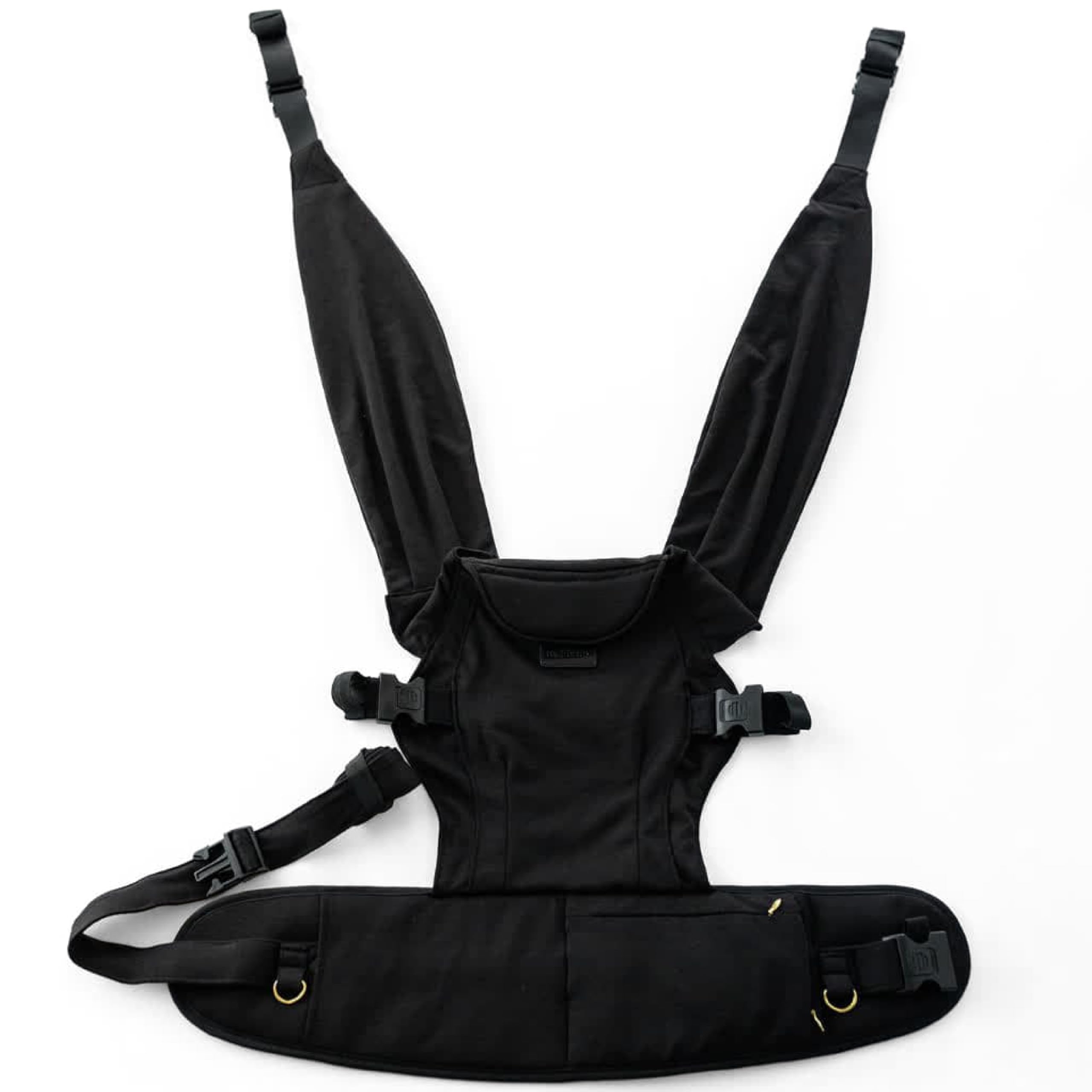 Tushbaby Pearl Babytrage für Neugeborene ab Geburt, 3,6-9 kg, Schwarz | Ergonomische Trage für Baby und Neugeborenes mit Stauraum, Flaschenhalter und Tuchbefestigung, verstellbare Gurte