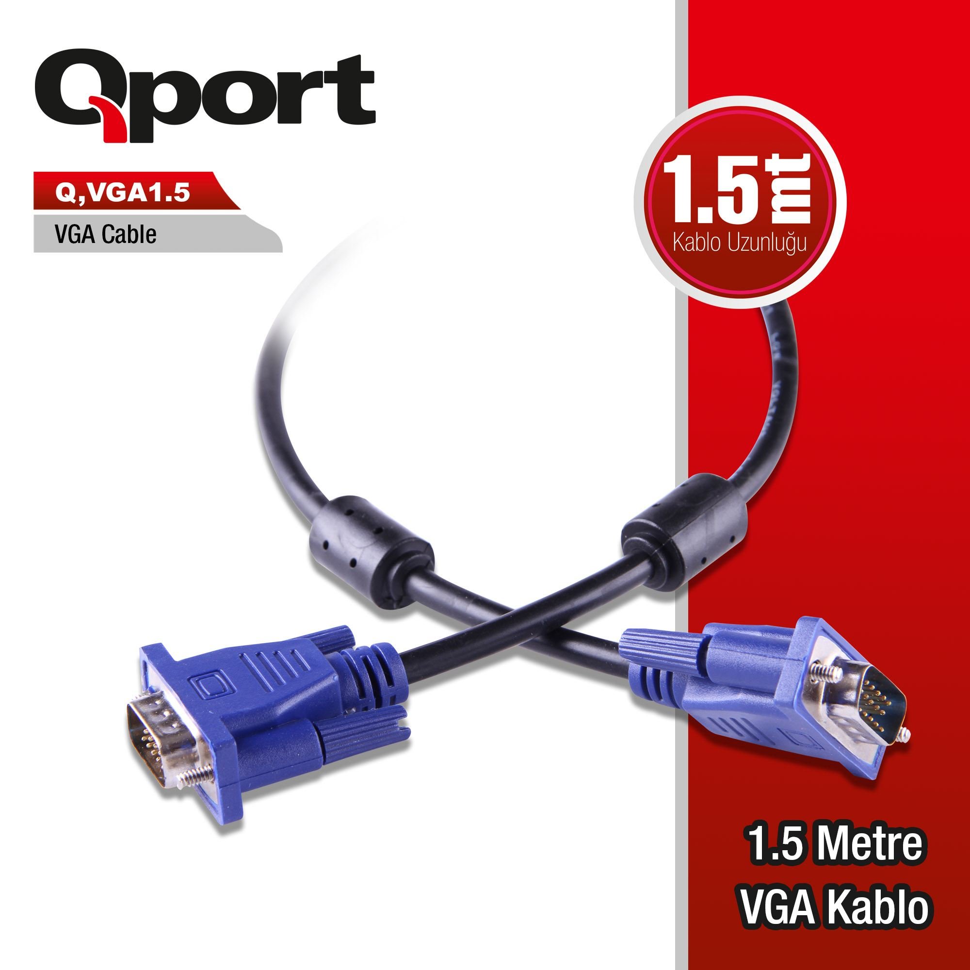 Qport Q-Vga1.5 1.5 Mt Kablo Boyu