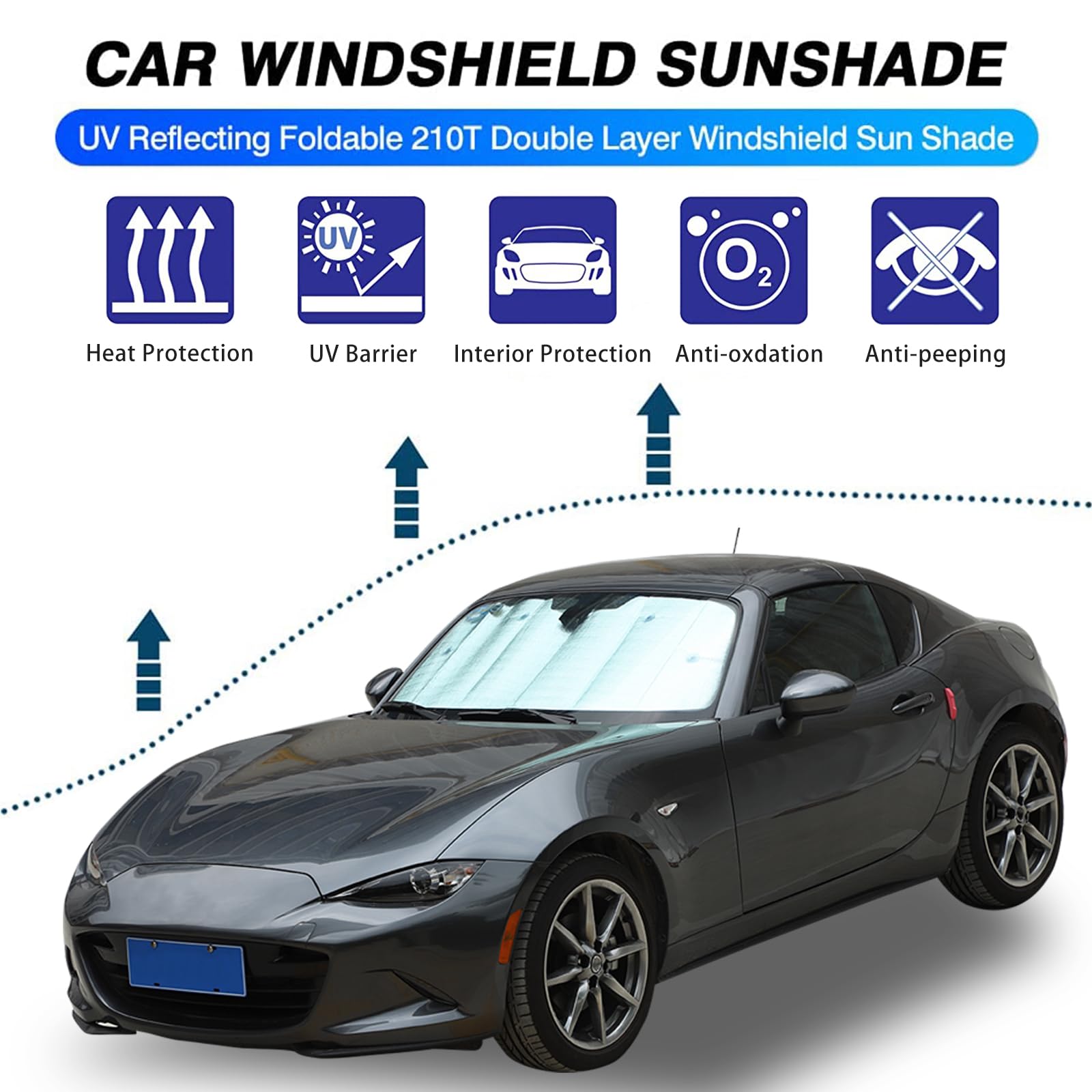Pare-soleil Pour Pare-brise Mazda MX-5 RF Miata 2009-2015 - Réfléchissant Et Pliable