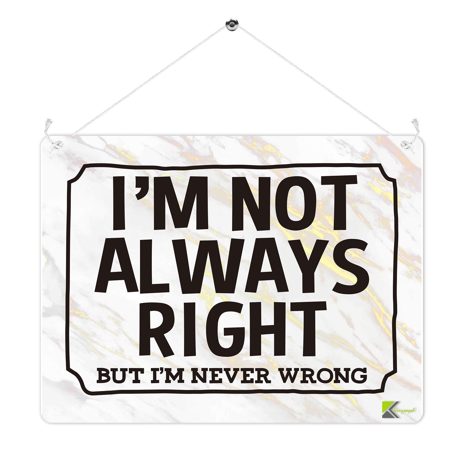 Kruzroyal MP320 I'M NOT ALWAYS RIGHT, But i'm never wrong Funny Novelty Retro Vintage Metal Wall Sign Plaque 20cm x 15cm