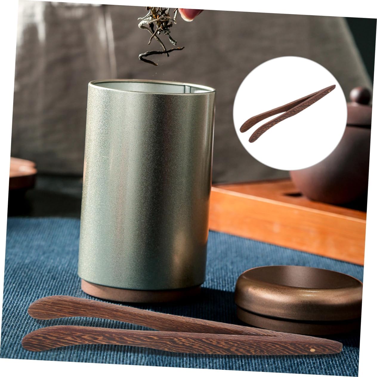 2-piece Wooden Tea Tongs Chinese Tea Ceremony Utensils Tea Making Tools Natural Wood Multipurpose Use for Tea Leaves Sugar Cubes