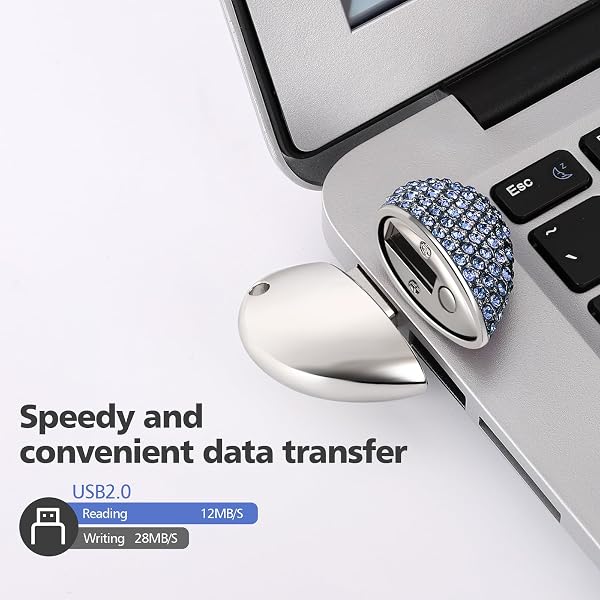 USB 2.0 Flash Drive,Cute Romantic Heart Shape USB Memory Stick,Thumb Drive for Photos, Music, Files Storage (Blue, 64, GB) - 3