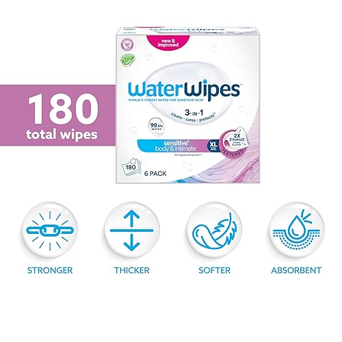 Miniatura 2 de WaterWipes Sensitive+ Toallitas húmedas para el cuerpo y las íntimas, 3 en 1, limpia, cuida, protege, 99.9% de agua, sin perfume e hipoalergénicas,