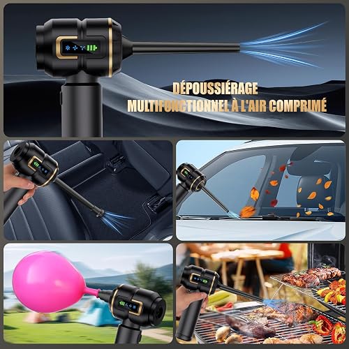 Lyiazsoy Car Vacuum Cleaner Cordless,27000PA High Power Mini Vacuum Cleaner,Rechargeable Handheld Vacuum Cordless,car hoovers for Pet Hair, Home, Office, Kitchen(Gold Black) - 4