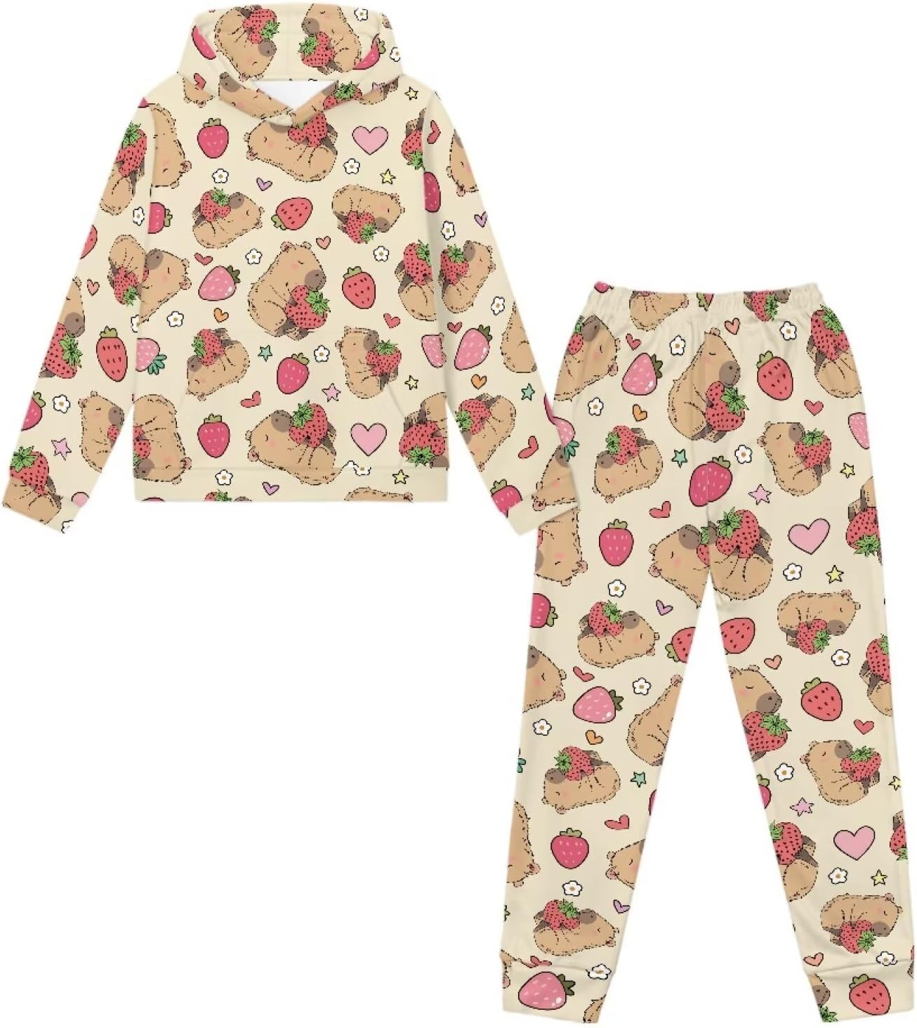 Tracksuit for Boys Girls: 2-Piece Cute Hoodie & High-Waist Sweatpants Set Size 5-12T, Cute Loungewear