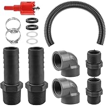 GBKDQQ Water Butt Connection Set 2 Pieces Water Butt Feed-Through 1 Inch 50 cm Connection Hose with Lock Nut, Rain Barrel Connector for Water Butt, Water Tanks, Cisterns