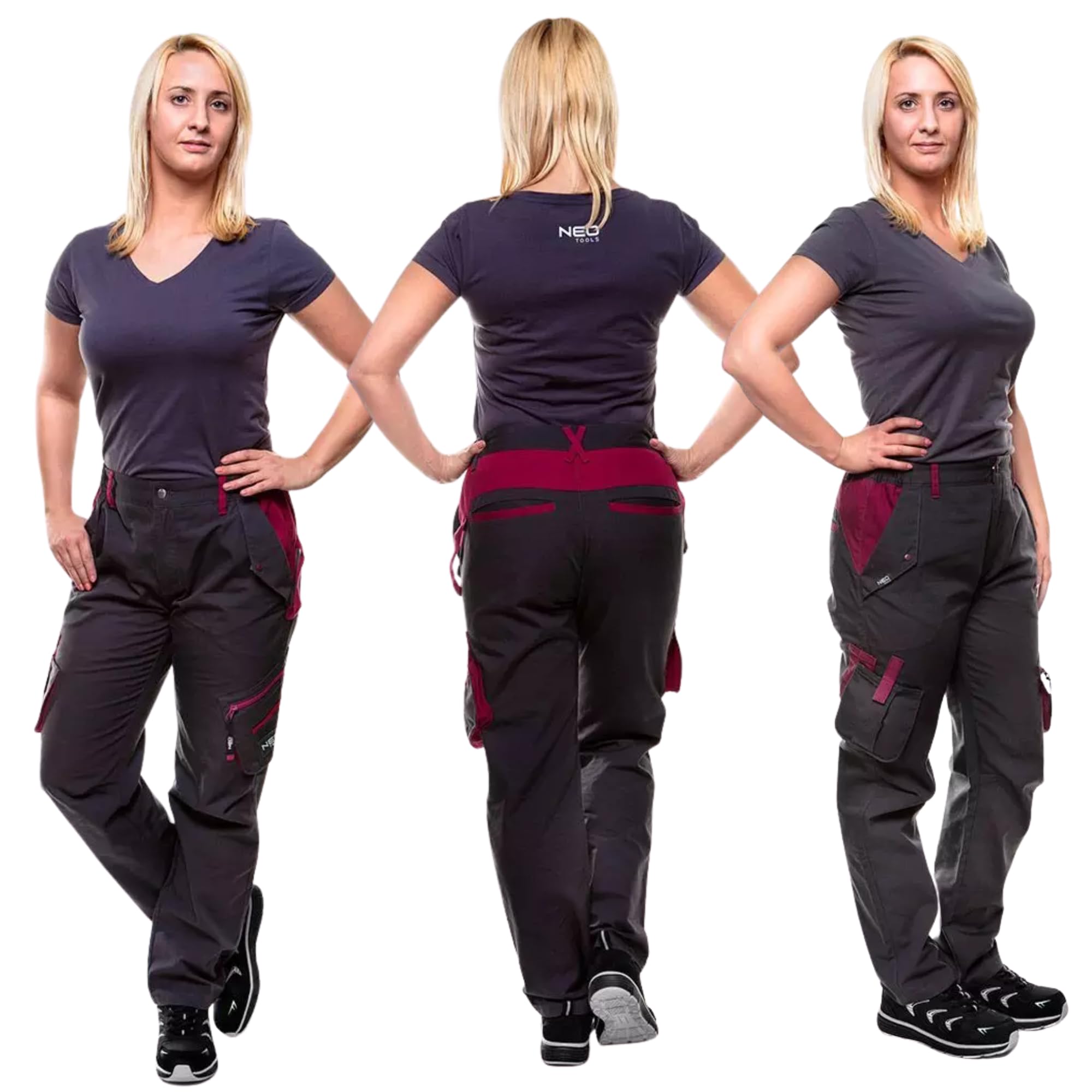NEO TOOLS Damen Arbeitshose oder SET mit Fleece-Arbeitsjacke und Hose Gr. S-XXL, Hose mit Viele Multifunktionale Taschen, ausprofilierter Kniebereich, Warme Fleece Jacke