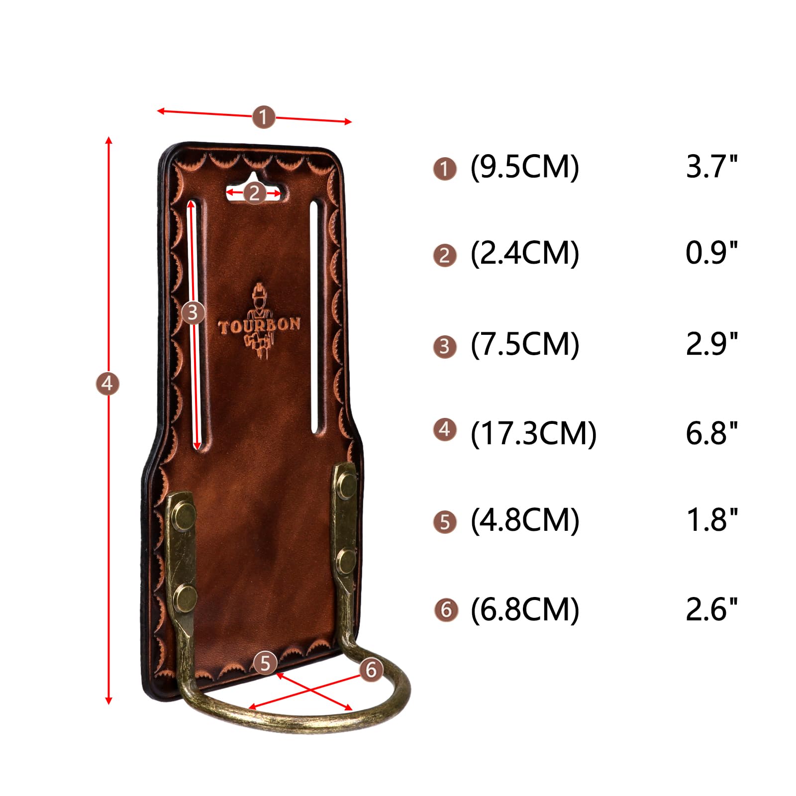 TOURBON Leather Hammer Holder Axe Garden Hand Tools Holster for Carpenters Builders Fits 3" Belt, Brown, 9.5*5*17.3cm - Image 3
