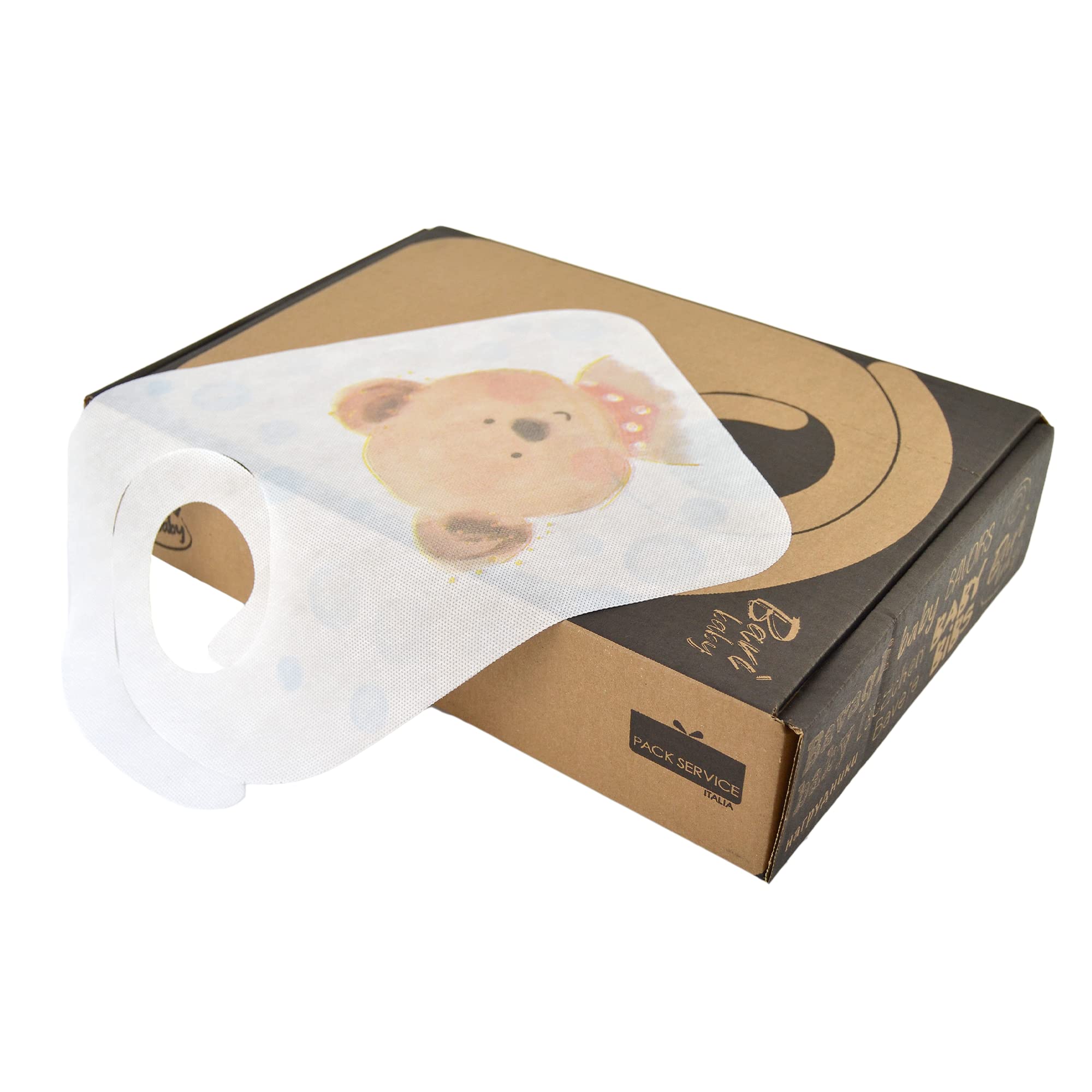 PZ 100 BAVAGLINI MONOUSO PER BAMBINO, BAVAGLINI FANTASIA ORSO, PINGUINO ED ELEFANTE ( ALTO 30 CM X LARGHEZZA 24 CM ) IDEALE PER ASILI E LUDOTECHE PER AGEVOLARE IL CONSUMO DEI PASTI
