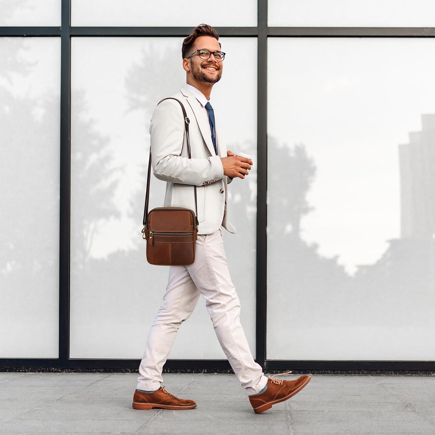 BAIGIO Genuine Leather Small Messenger Bag for Men Crossbody Shoulder Bag for Ipad Vintage Man Purse Satchel Daily Business