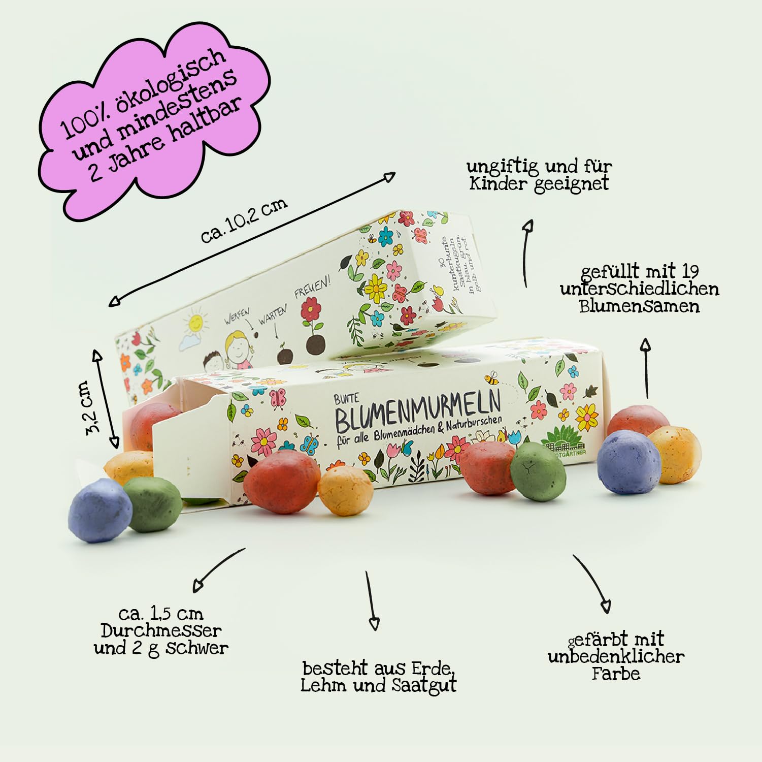 25 Bombes à Graines Colorées – Billes De Fleurs Originales Avec 20 Variétés Sauvages, Idéal Cadeau Enfant Anniversaire Ou Poche Surprise Écolo