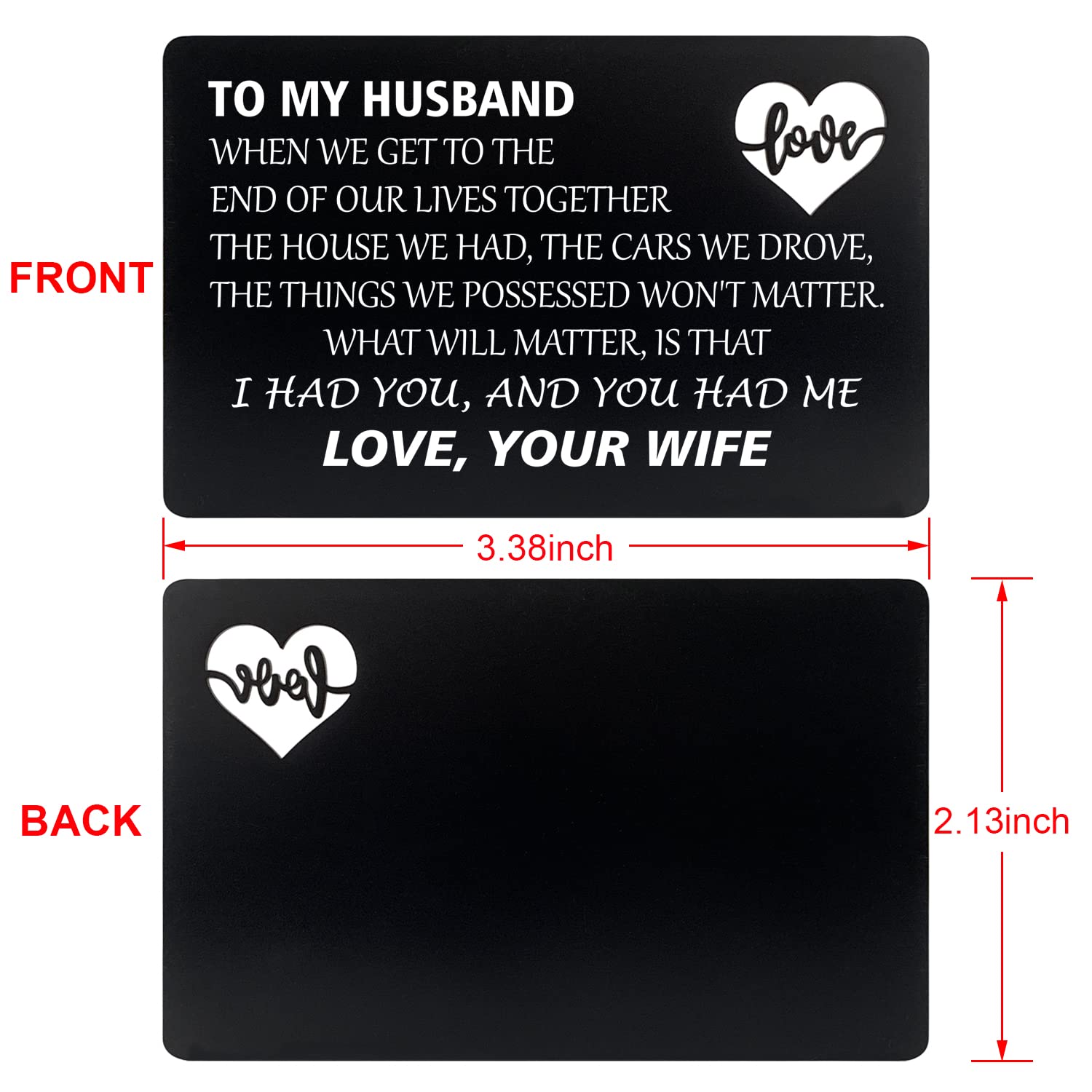 Tarjeta Con Texto En Inglés «To My Husband» Grabada En La Cartera