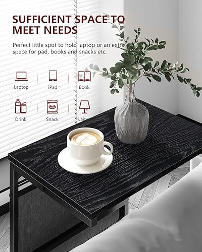 Miniatura 5 de Vantic Mesa auxiliar en forma de C, mesa auxiliar pequeña para sofá y reclinable, bandeja de escritorio deslizante debajo del sofá con bolsa de