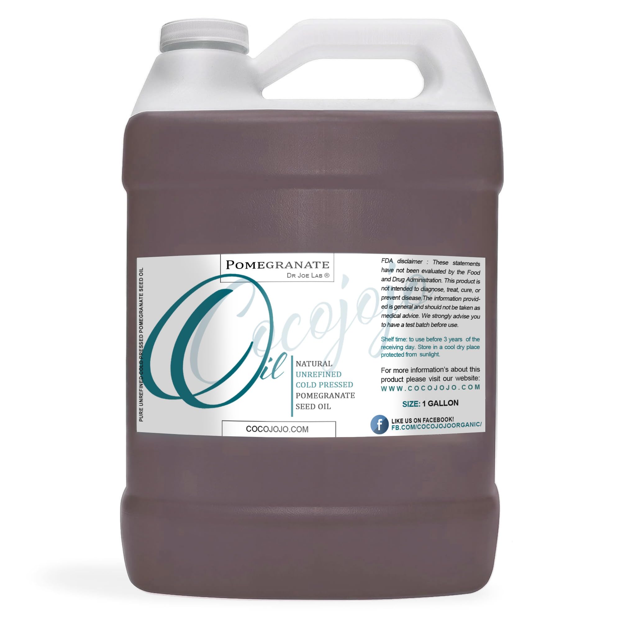 cocojojo Pomegranate Oil Pure Seed Oil Cold Pressed 1 gallon Unrefined Skin Hair Nails Cuticles