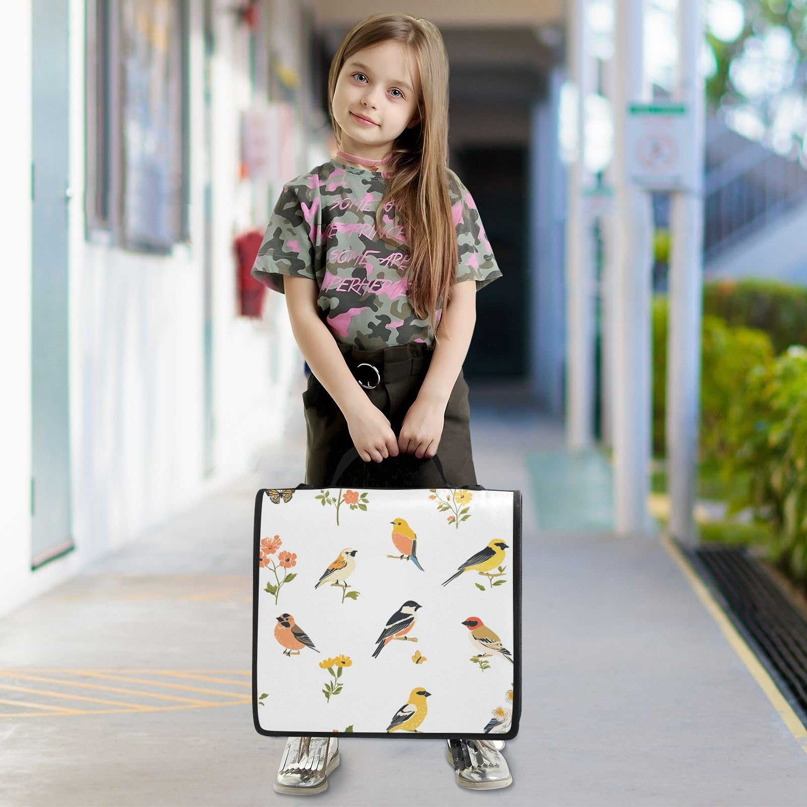 Beauty American Goldfinch Birds White 3 dzwonki organizer na dokumenty torba z uchwytem i zdejmowanym paskiem na ramię łatwa do założenia