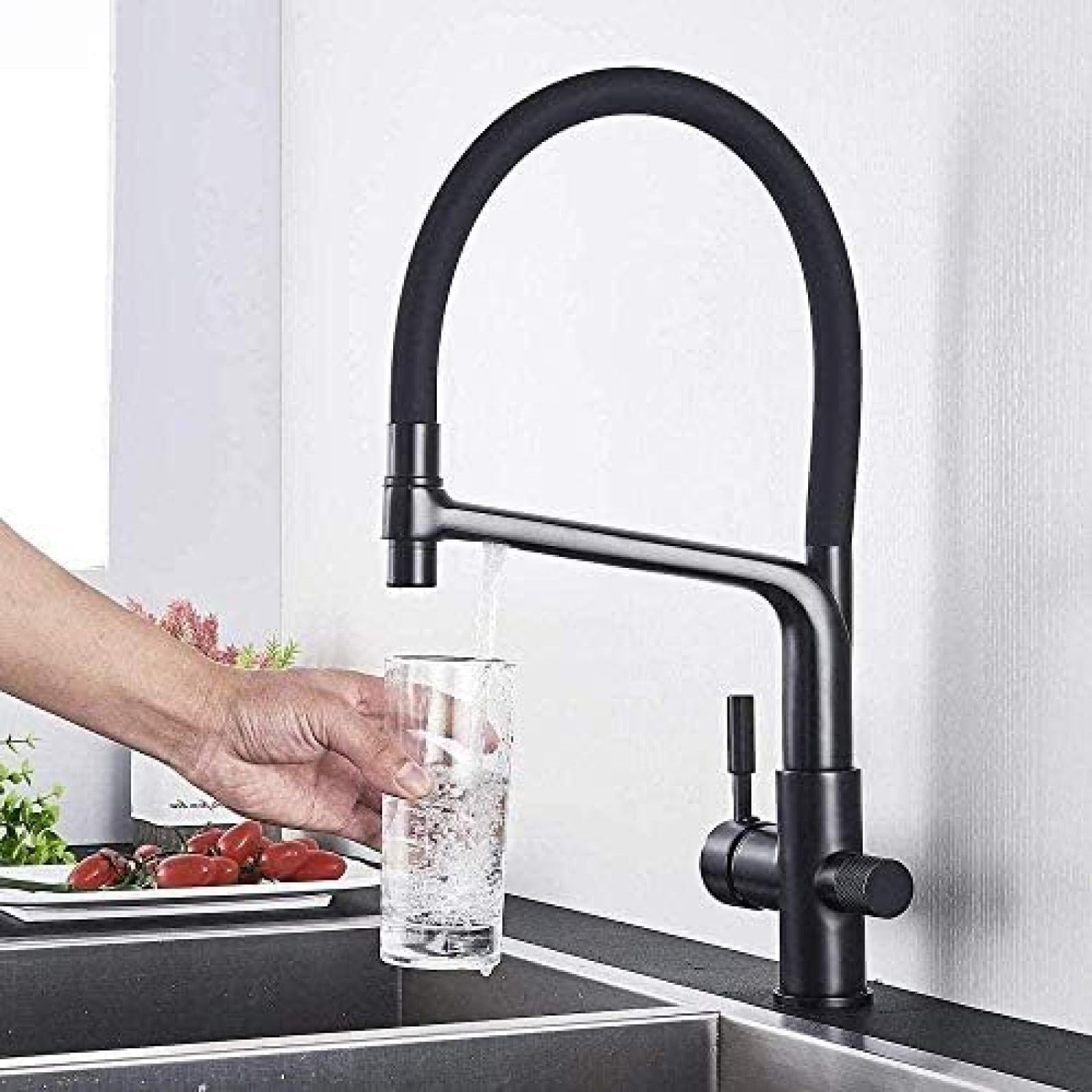 BHFPFZA 360° Rotating Brass Kitchen Sink Faucet Mixer Tap - Drinking Water Mixer with Shower Funct for Easy Dishwashing and Kitchen Use