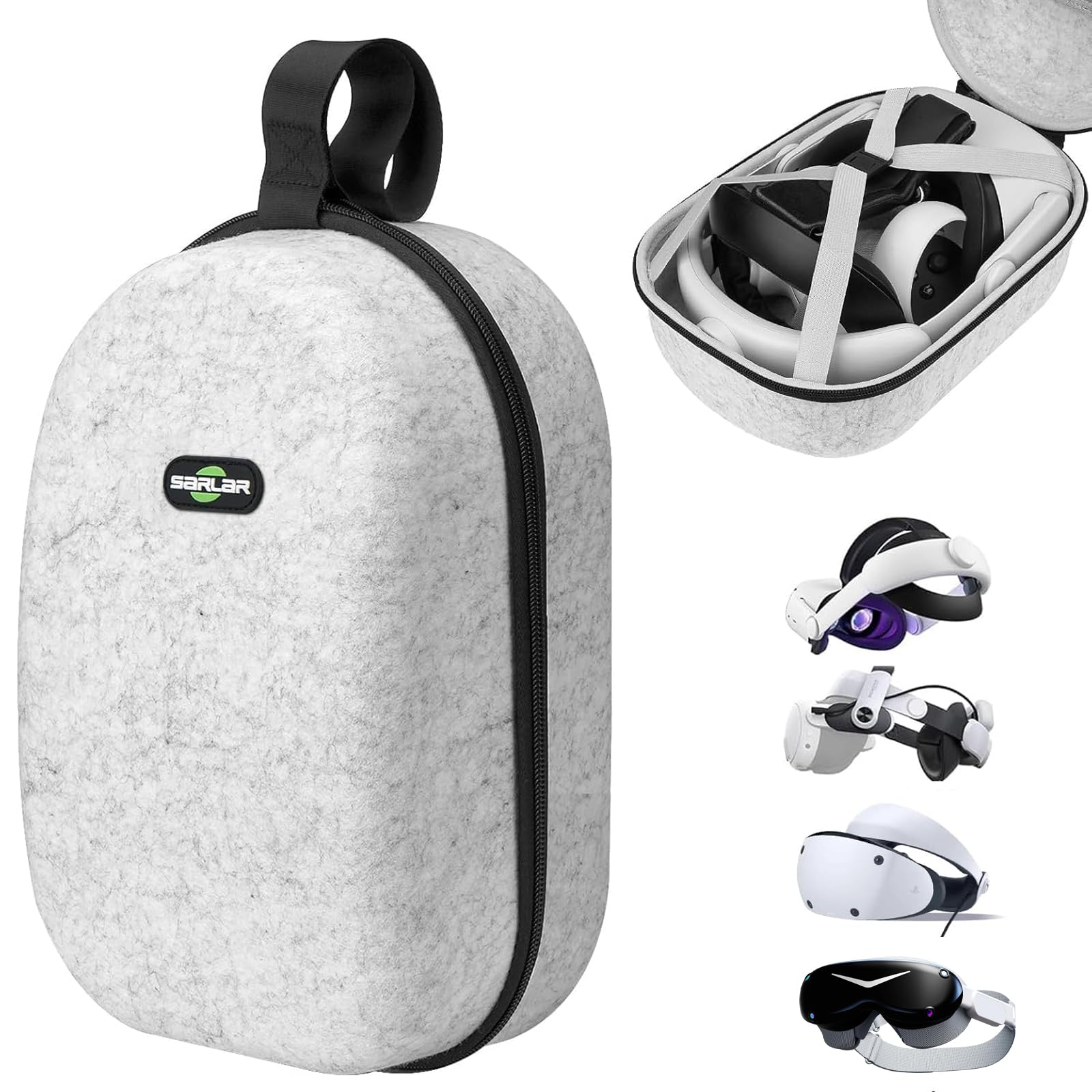 SARLAR Étui de transport rigide pour Oculus Quest 2/Elite Strap Edition/Quest Protection légère et portable, étui de voyage personnalisé pour casque de jeu VR et accessoires de manette tactile