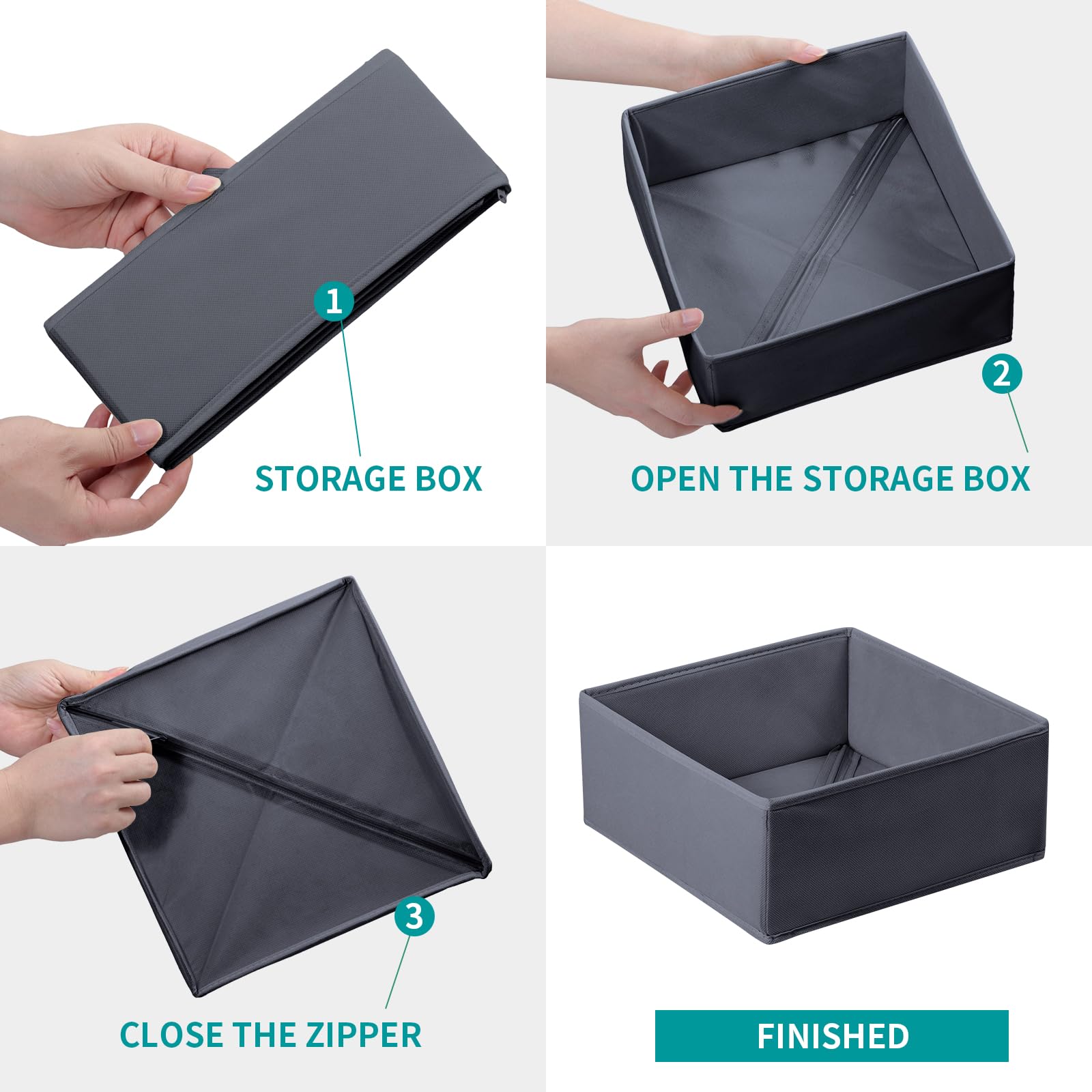 16 Pack Schubladen Organizer Set für Hemnes Kommoden, Stoff Schubladenteiler & Kleiderschrank Organizer für Kleideraufbewahrung, Unterwäsche, Socken & Babykleidung, Grau