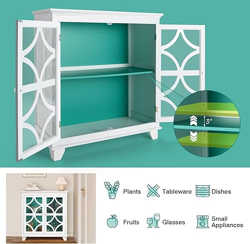 Miniatura 5 de LOKO Armario de buffet, aparador de cocina con puertas y patrones decorativos, armario versátil de almacenamiento de piso con estante ajustable para