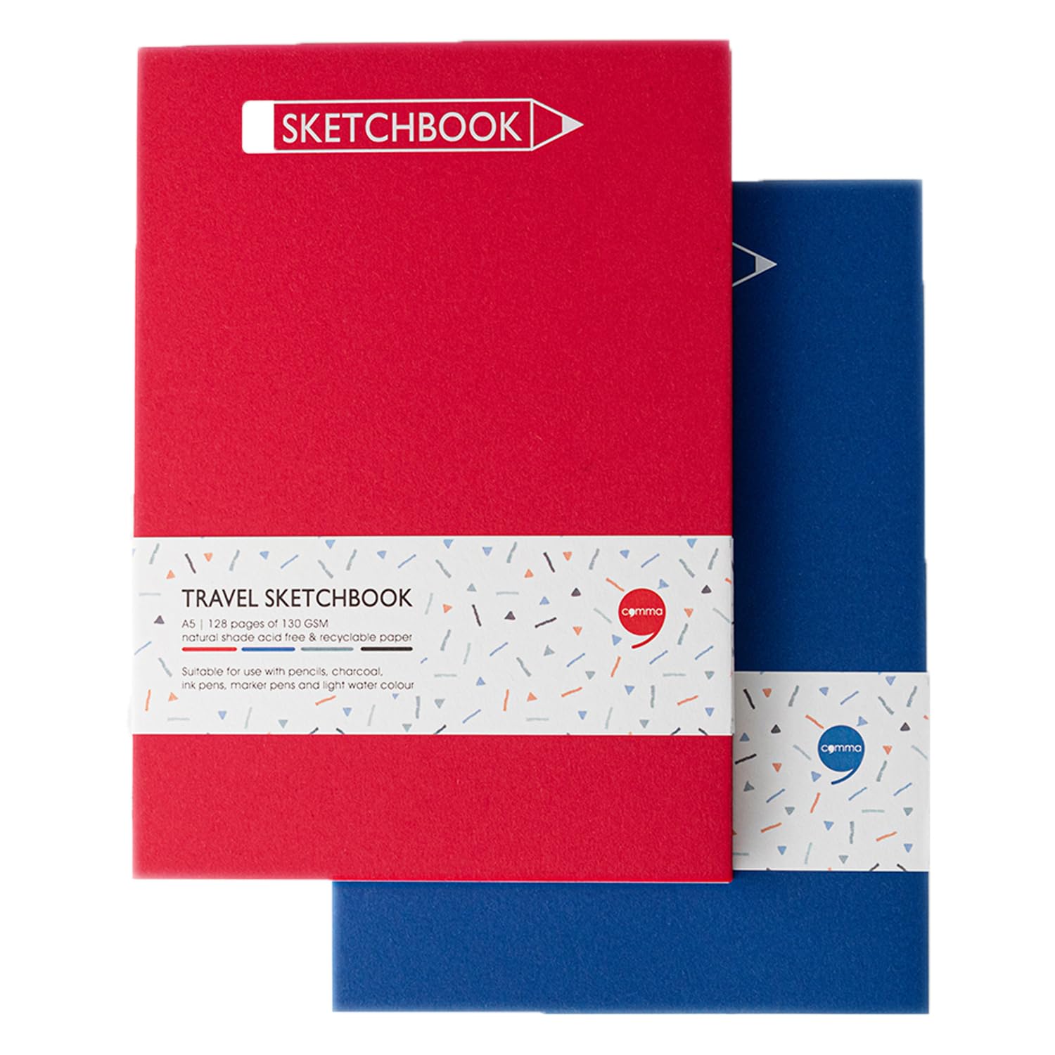 COMMA Travel Sketchbook | A5 Size | 128 Pages |130gsm, Natural Shade, Acid Free and Recyclable Paper | Pack of 2 | Blue + Red (B0C7R2V8K6) Amazon Price History, Amazon Price Tracker