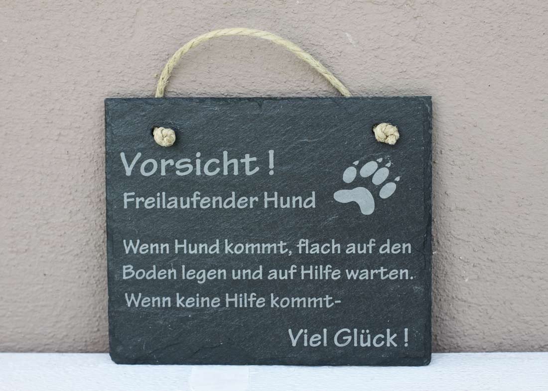Schiefertafel Mit Hundemotiv – Cavalier King Charles Spaniel – Gravur "Vorsicht Vor Dem Frauchen..." – 22x16 Cm