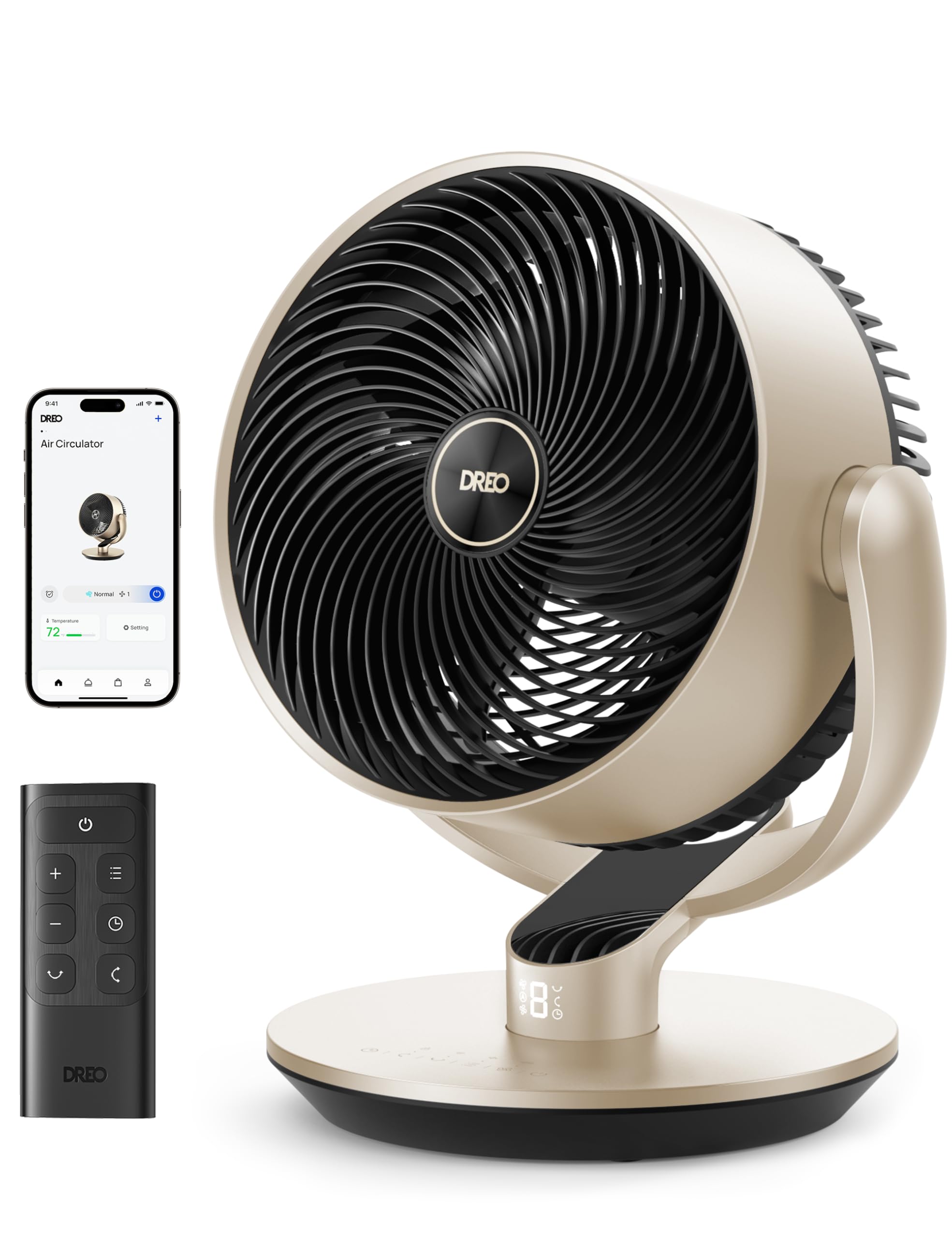 Dreo Smart Fans for Home Bedroom, 16 Inch, Air Circulator Fan with Remote/WiFi/Voice Control, 25dB Quiet DC Room Fan, 120°+90° Oscillating Fan, 6 Modes, 9 Speeds, 12H Timer, Works with Alexa/Google